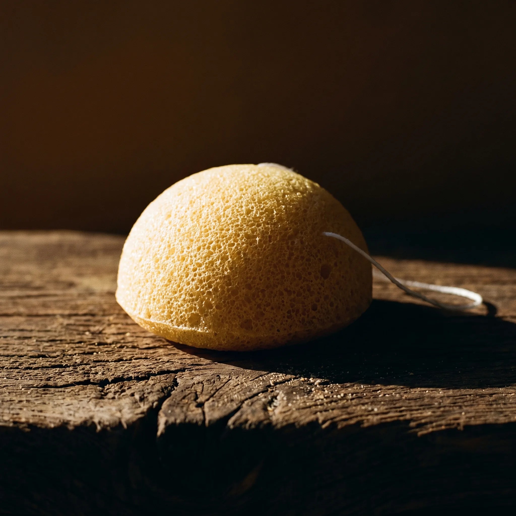 L'Éponge Konjac — Éponge konjac purifiante visage racine naturelle — détail matière · AURÆN Rituels d'Or