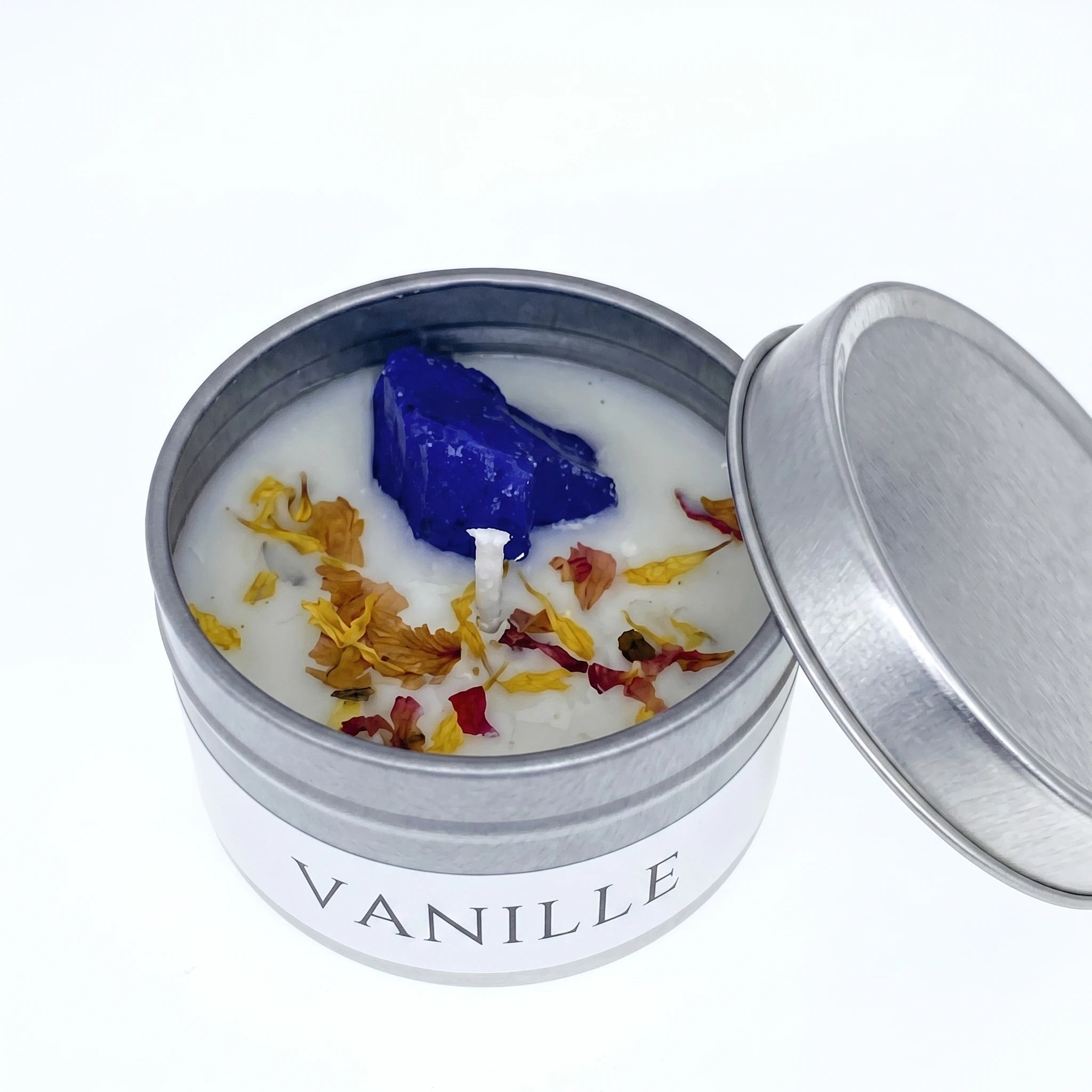L'Argentier — Bougie boîte étain & cristal — packshot fond blanc · AURÆN Rituels d'Or