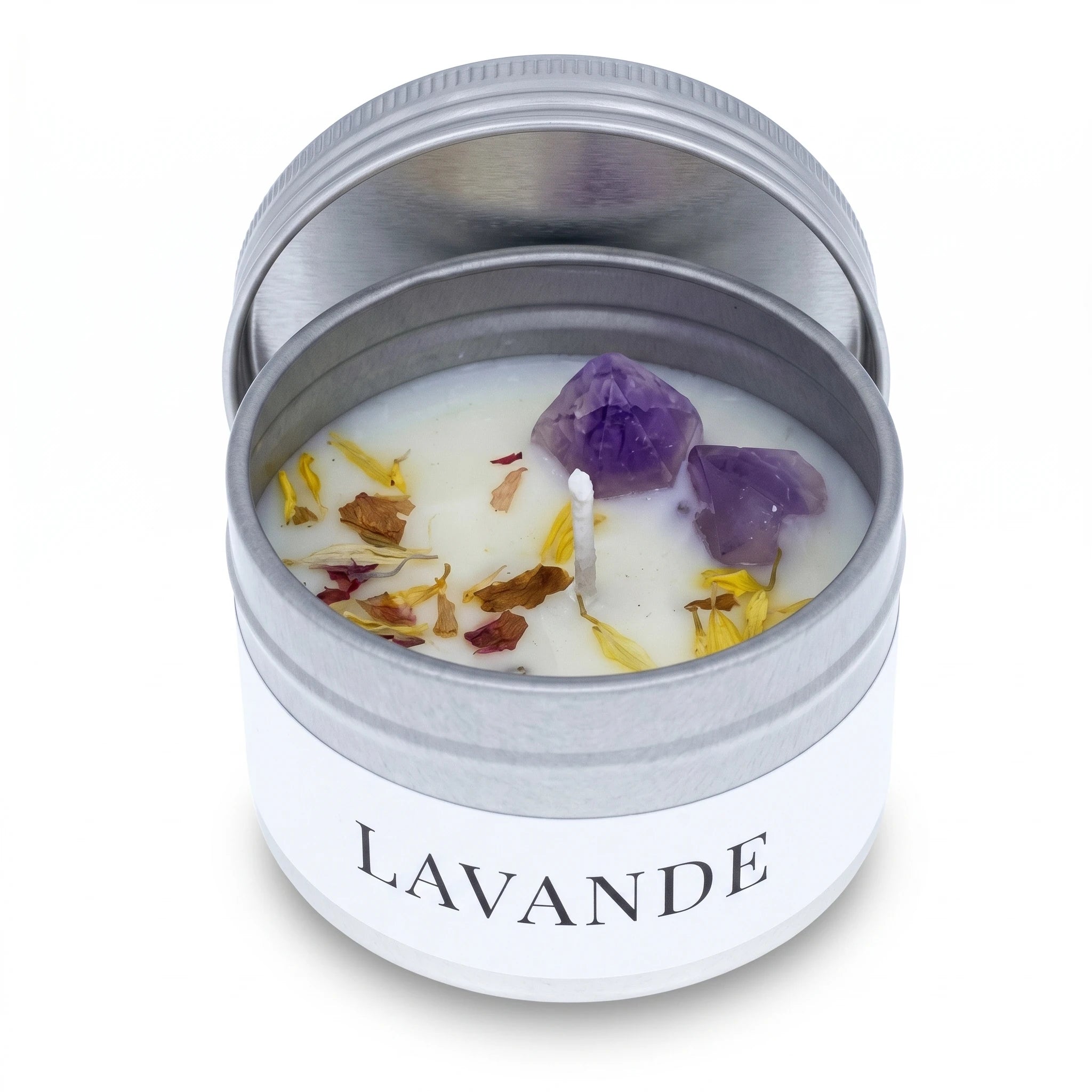 L'Argentier — Bougie boîte étain & cristal — packshot variante fond blanc · AURÆN Rituels d'Or