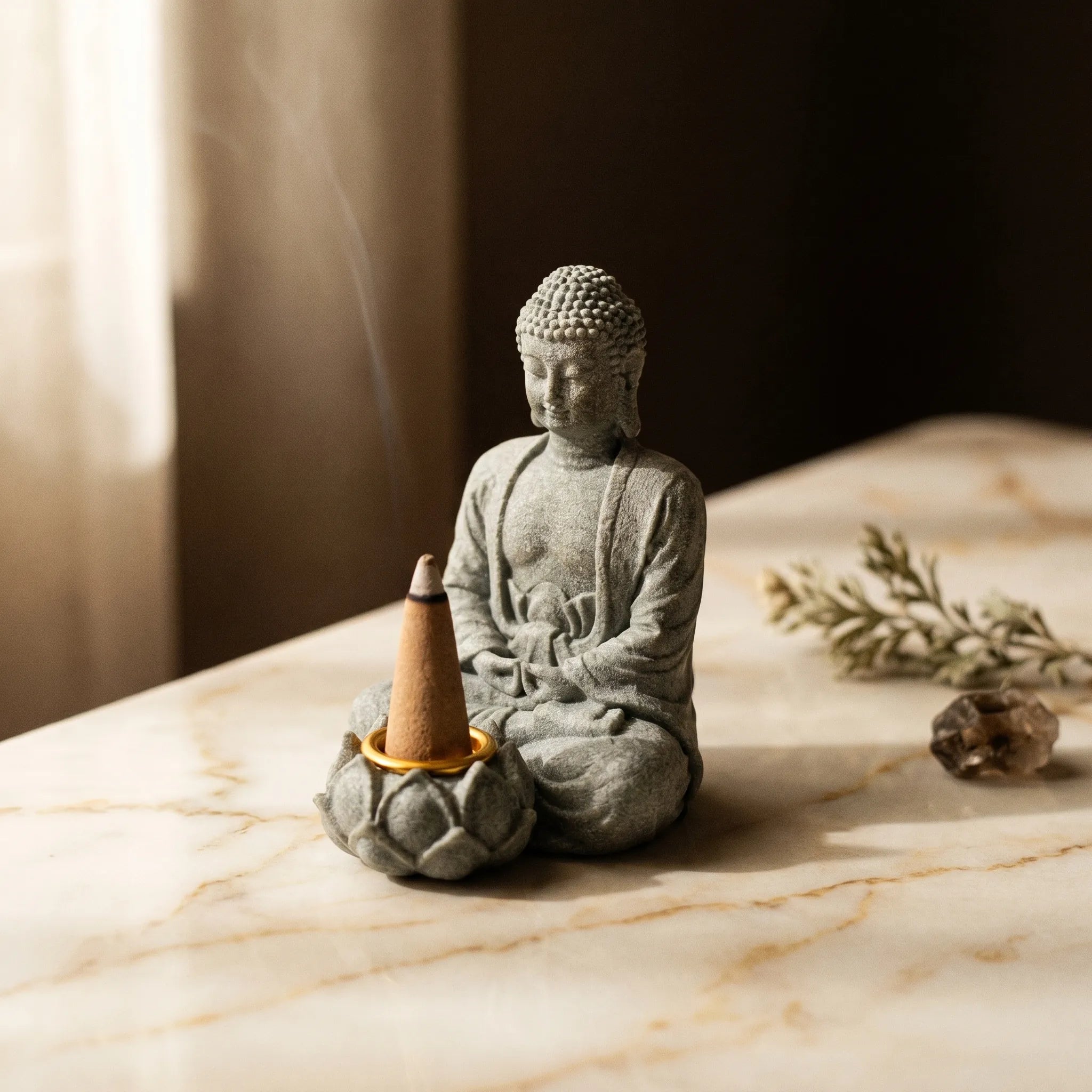 Le Veilleur — Statue Bouddha porte-encens zen — présence variante · AURÆN Objets Sacrés