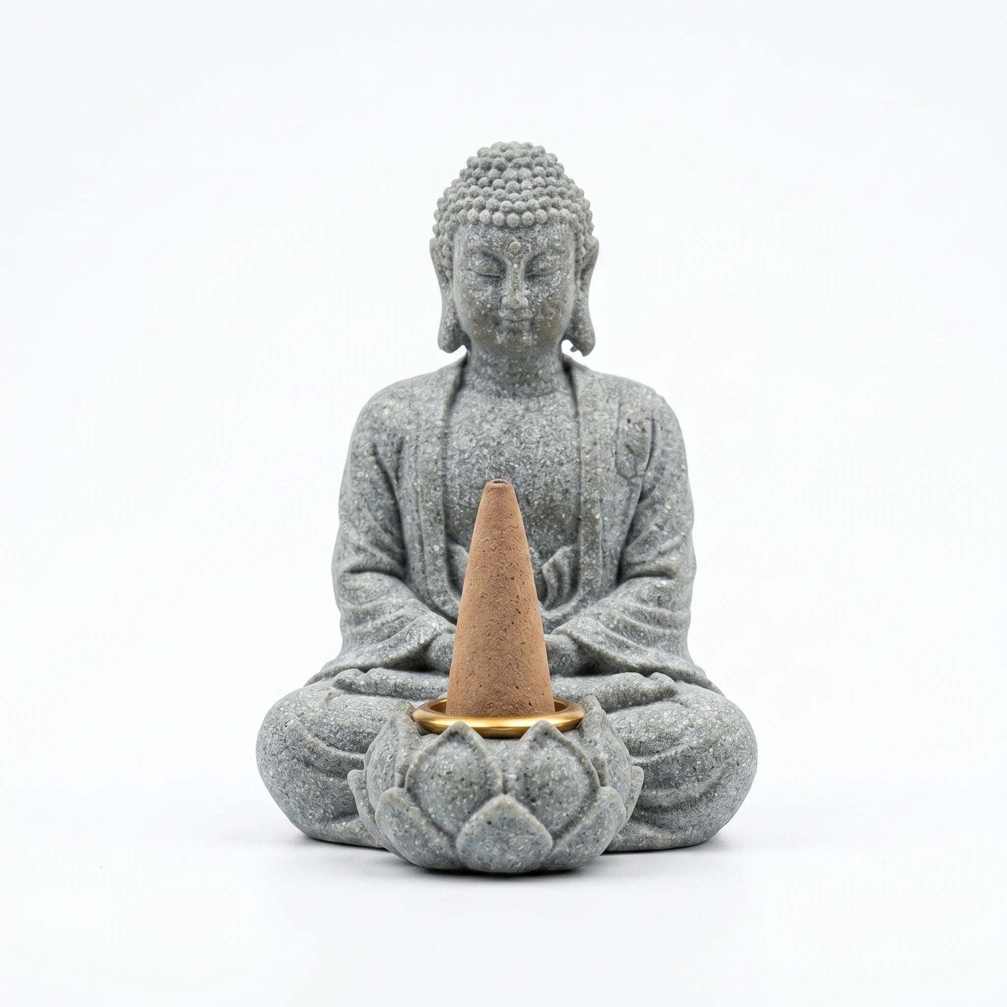 Le Veilleur — Statue Bouddha porte-encens zen — packshot variante fond blanc · AURÆN Objets Sacrés