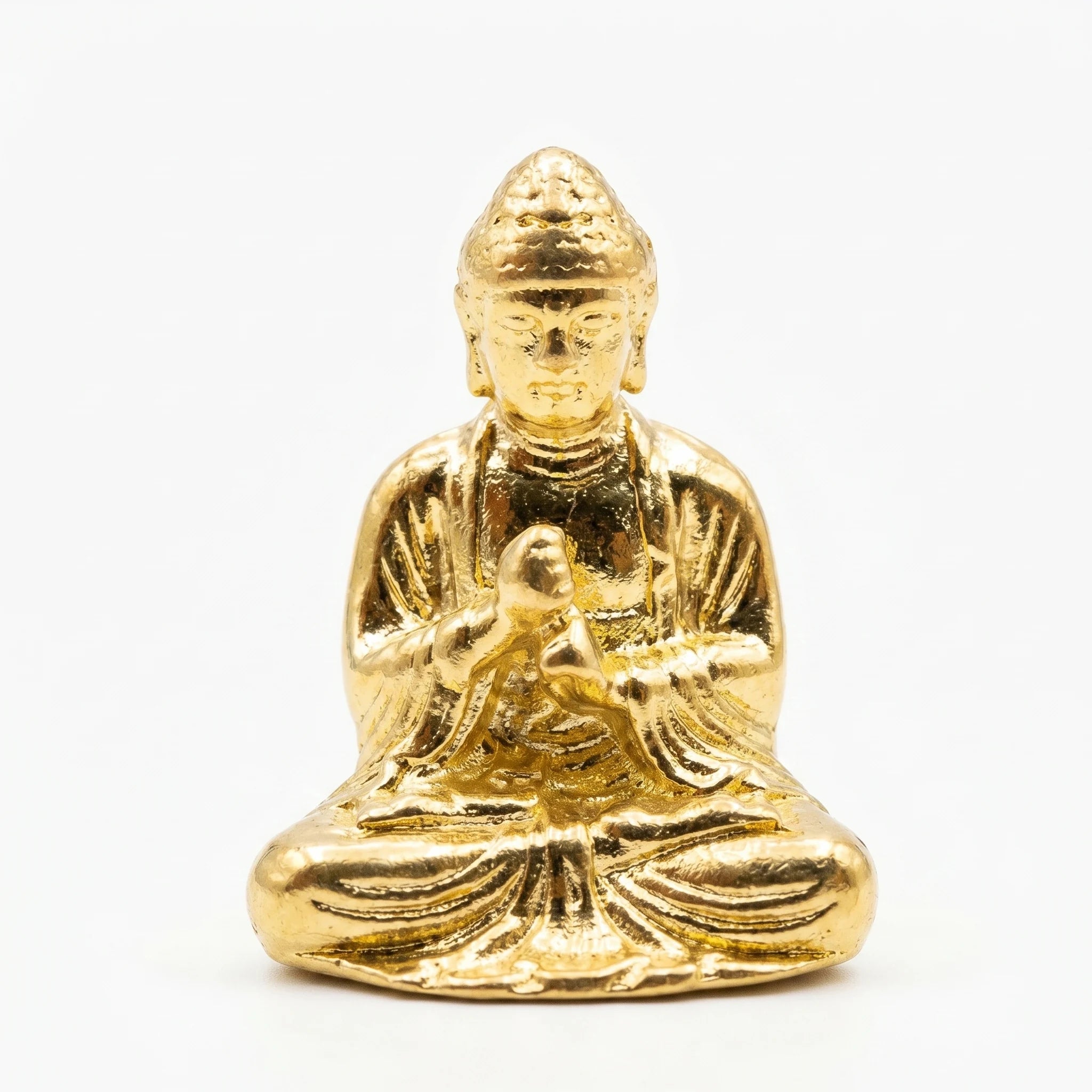 Le Bouddha Sakyamuni — Statuette miniature en laiton ancien — packshot variante fond blanc · AURÆN Objets Sacrés