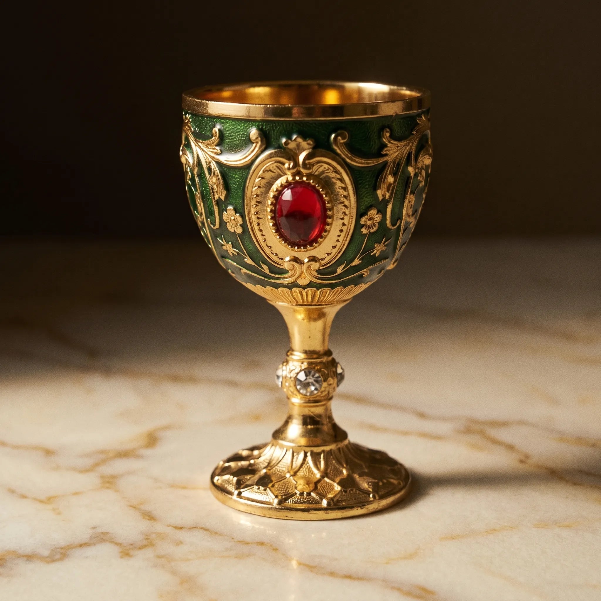 Le Calice — Coupe de cérémonie métal ouvragé vintage — détail matière · AURÆN Objets Sacrés