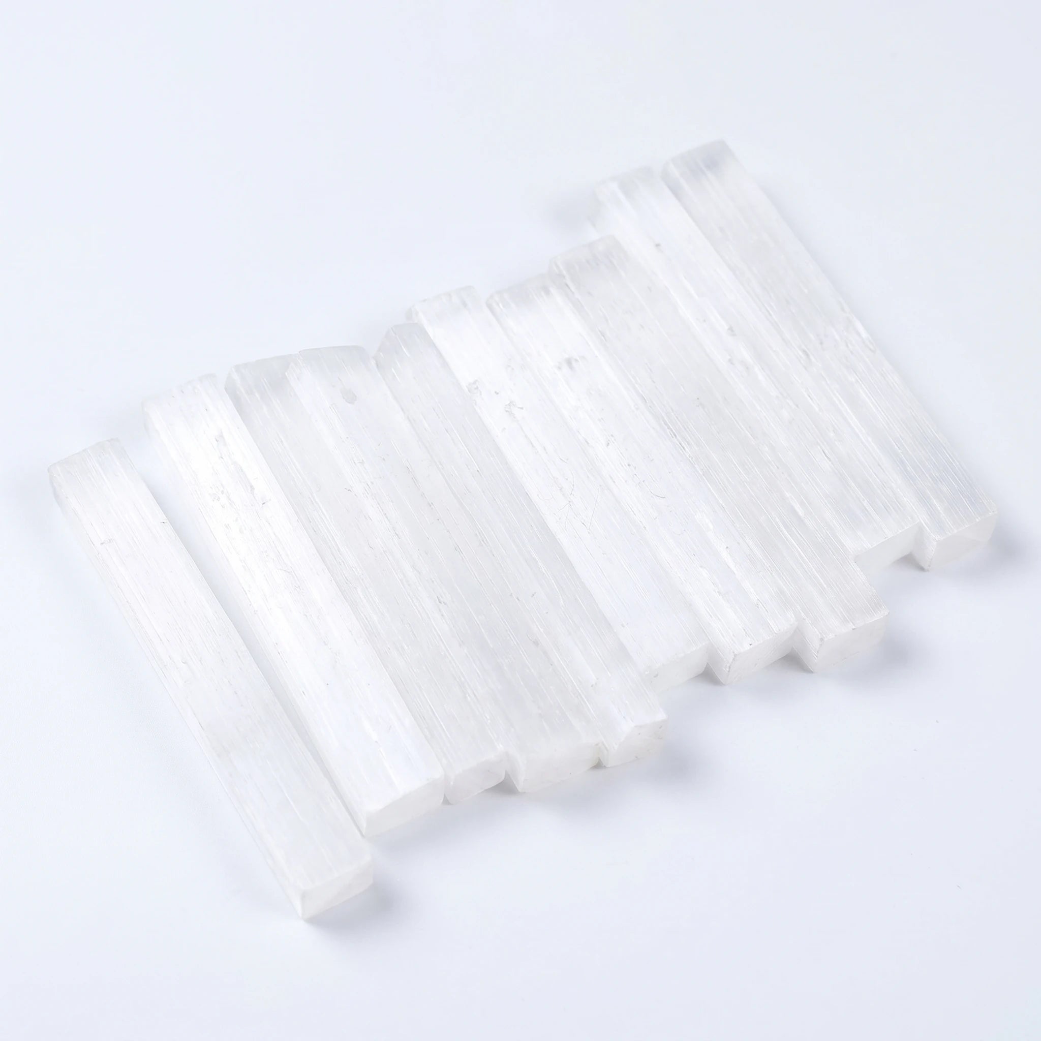 La Sélénite du Maroc — Set barre & plaque cristal blanc purifiant — packshot fond blanc · AURÆN Pierres d'Âme