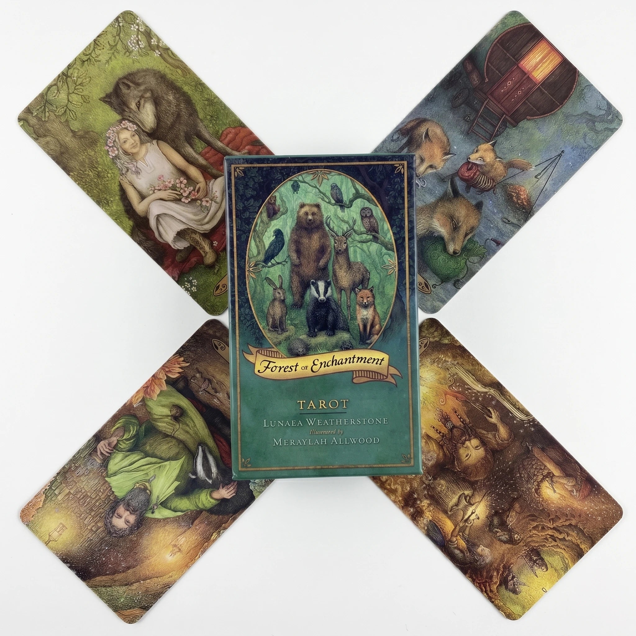 La Forêt Enchantée — Tarot 78 cartes (anglais) — packshot fond blanc · AURÆN Objets Sacrés