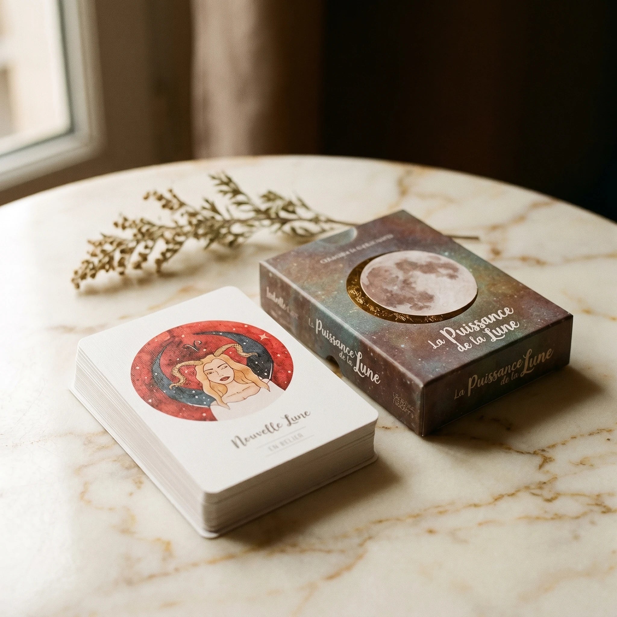 La Puissance de la Lune — Oracle 42 cartes en français (guidance spirituelle & émotionnelle) — vue principale · AURÆN Objets Sacrés