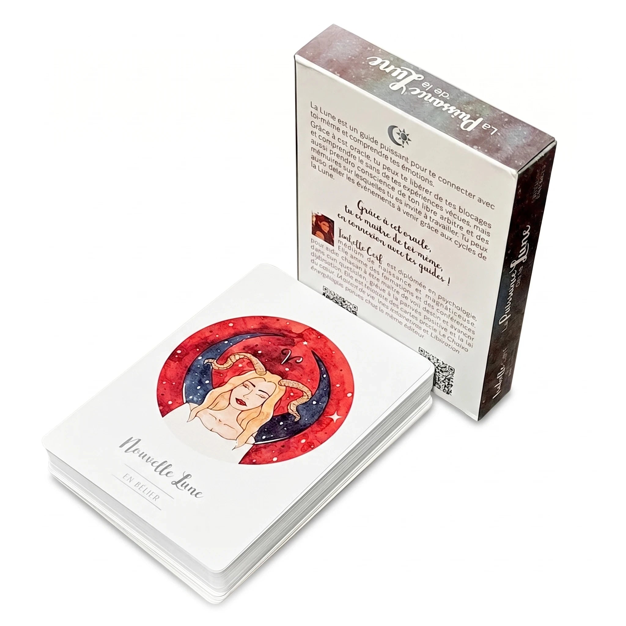 La Puissance de la Lune — Oracle 42 cartes en français (guidance spirituelle & émotionnelle) — packshot fond blanc · AURÆN Objets Sacrés