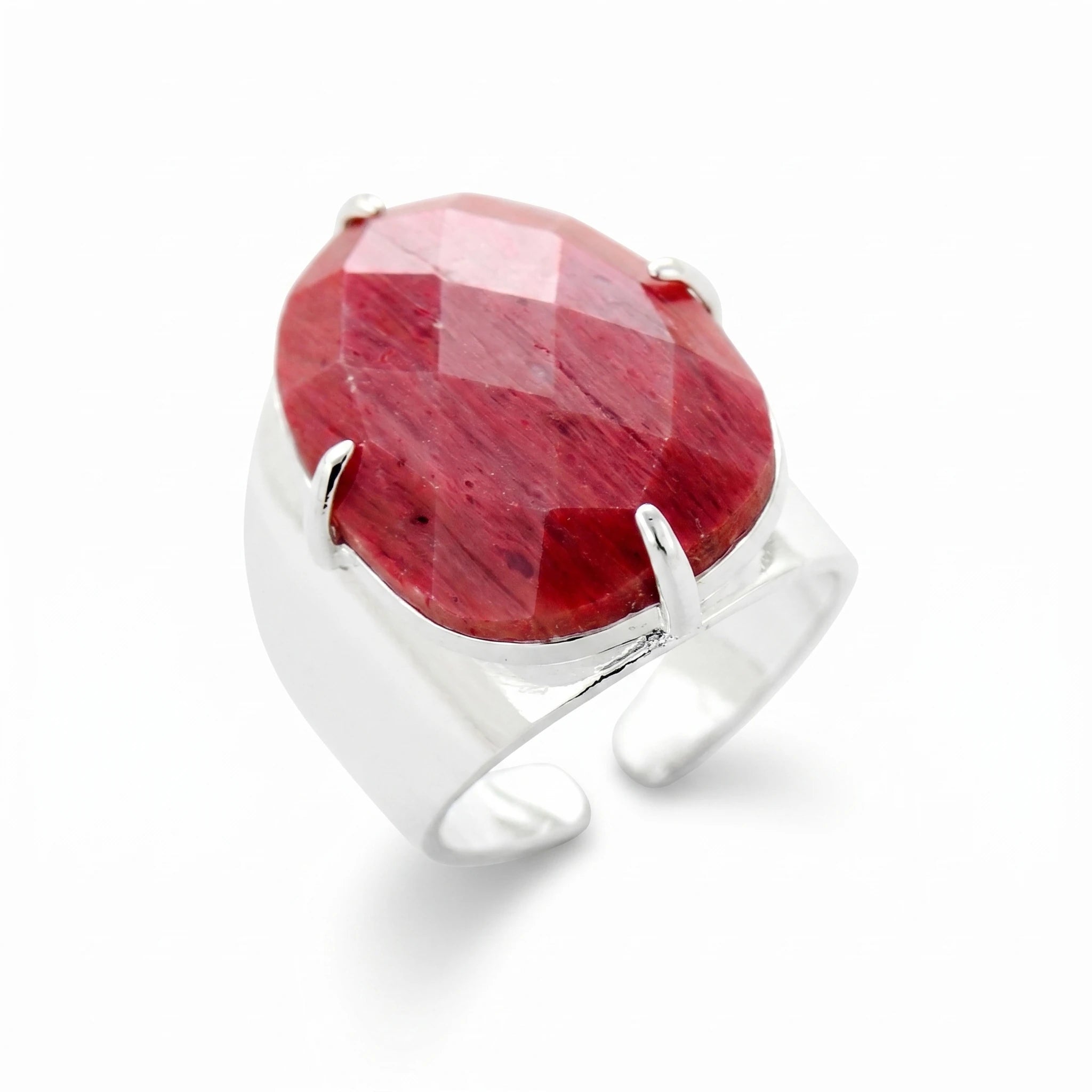 La Rhodonite au Doigt — Bague pierre rose — packshot fond blanc · AURÆN Pierres d'Âme