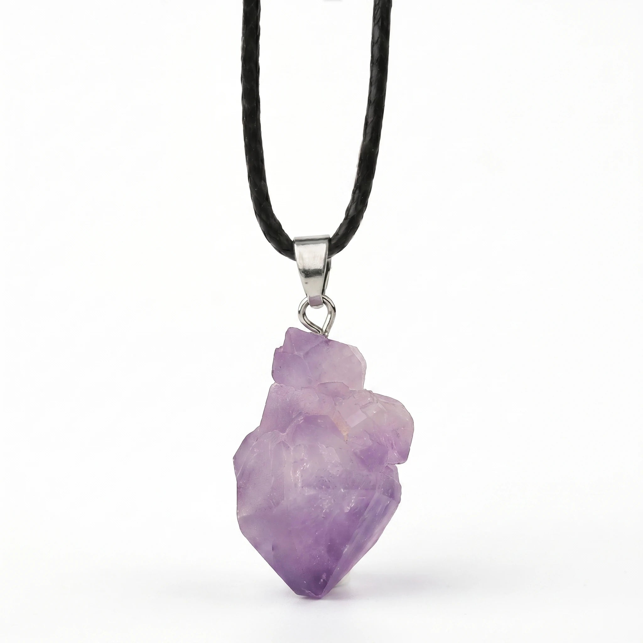 L'Améthyste Brute — Collier pendentif pierre brute — packshot fond blanc · AURÆN Pierres d'Âme