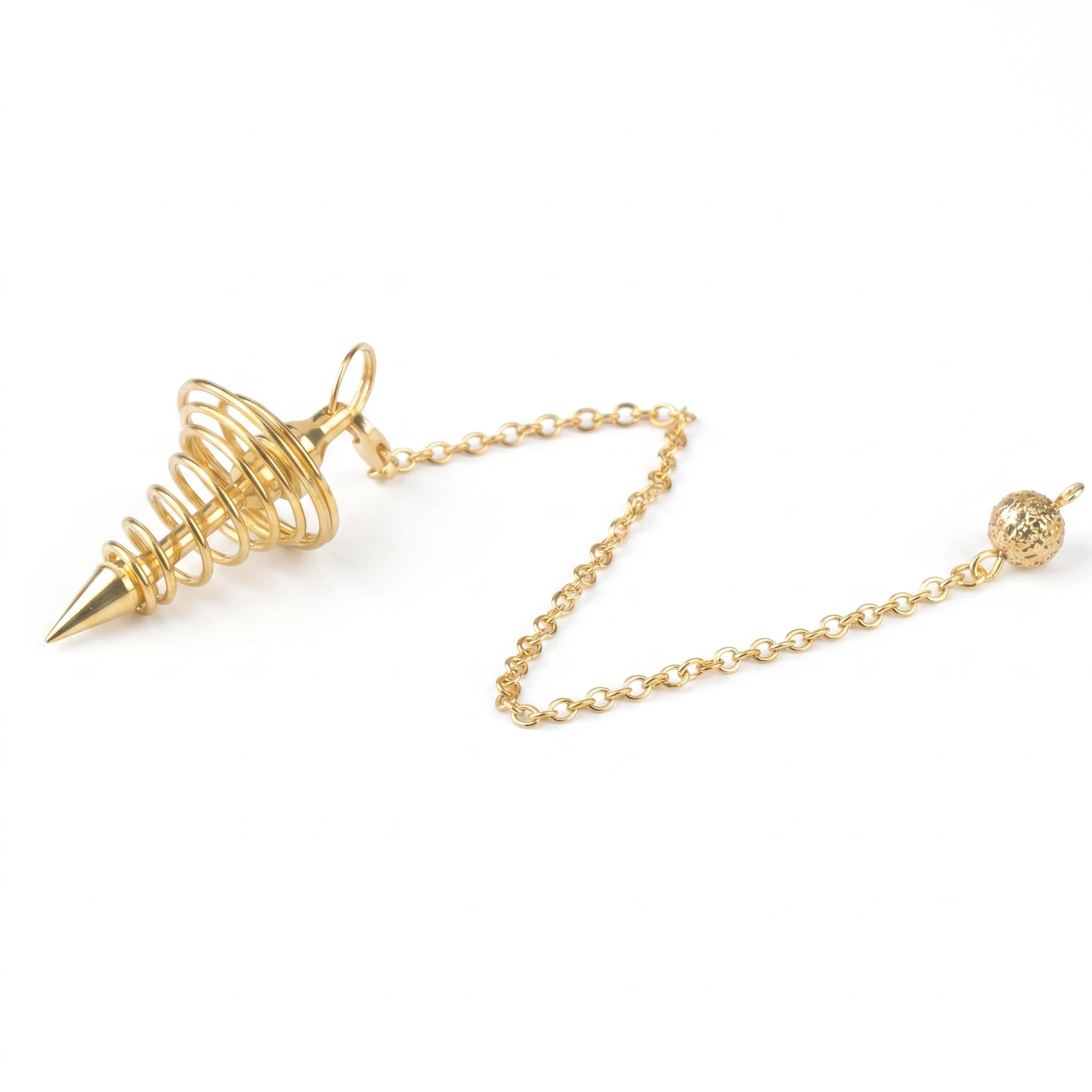 La Spirale — Pendule métal cône & spirale — packshot fond blanc · AURÆN Objets Sacrés