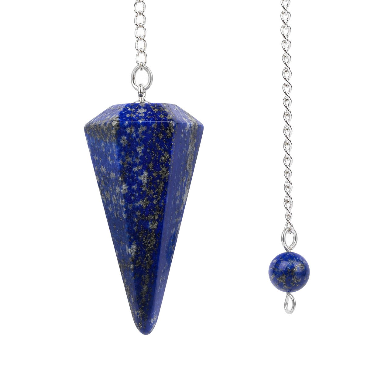 Le Pendule de Lapis-lazuli — Radiesthésie pierre naturelle — packshot fond blanc · AURÆN Objets Sacrés