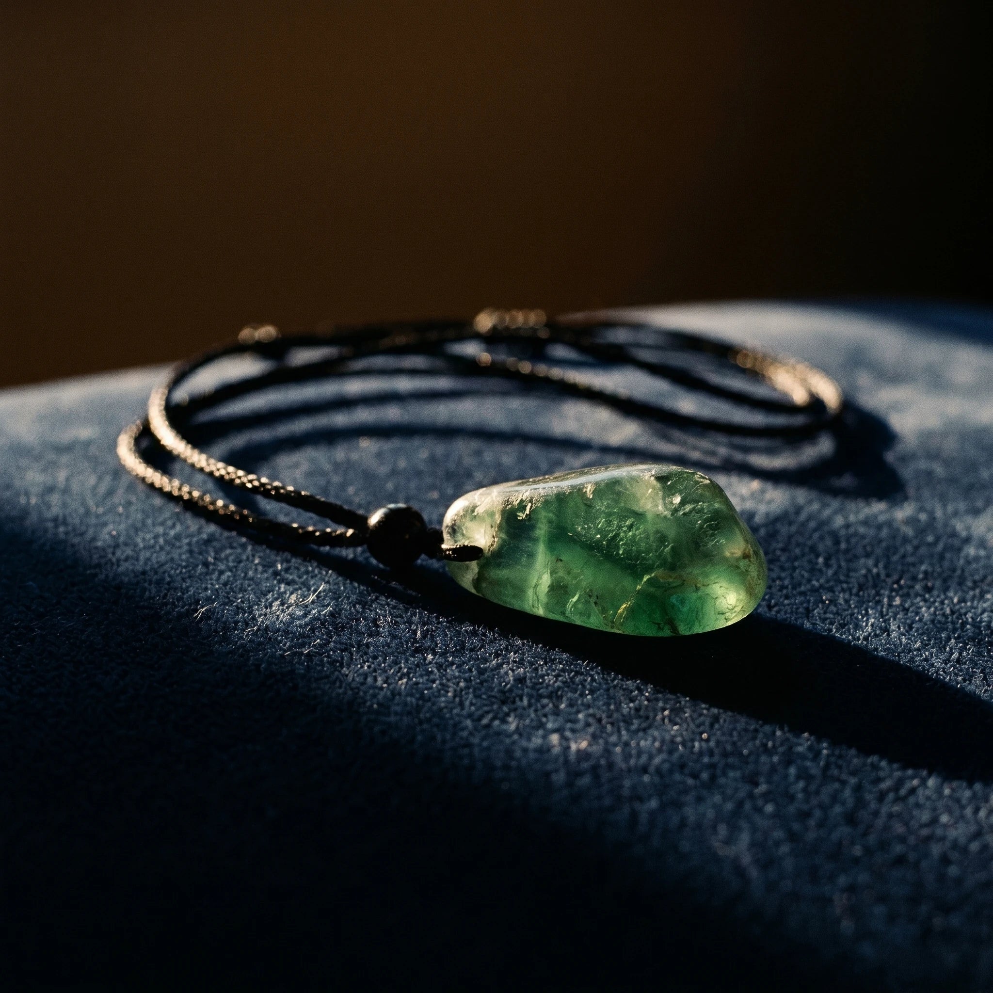 La Fluorite Brute — Collier pendentif pierre brute — détail matière · AURÆN Pierres d'Âme