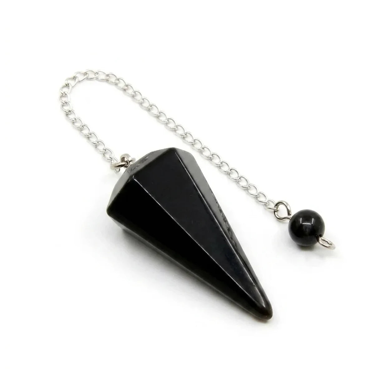 Le Pendule d'Agate noire — Radiesthésie pierre naturelle — packshot fond blanc · AURÆN Objets Sacrés