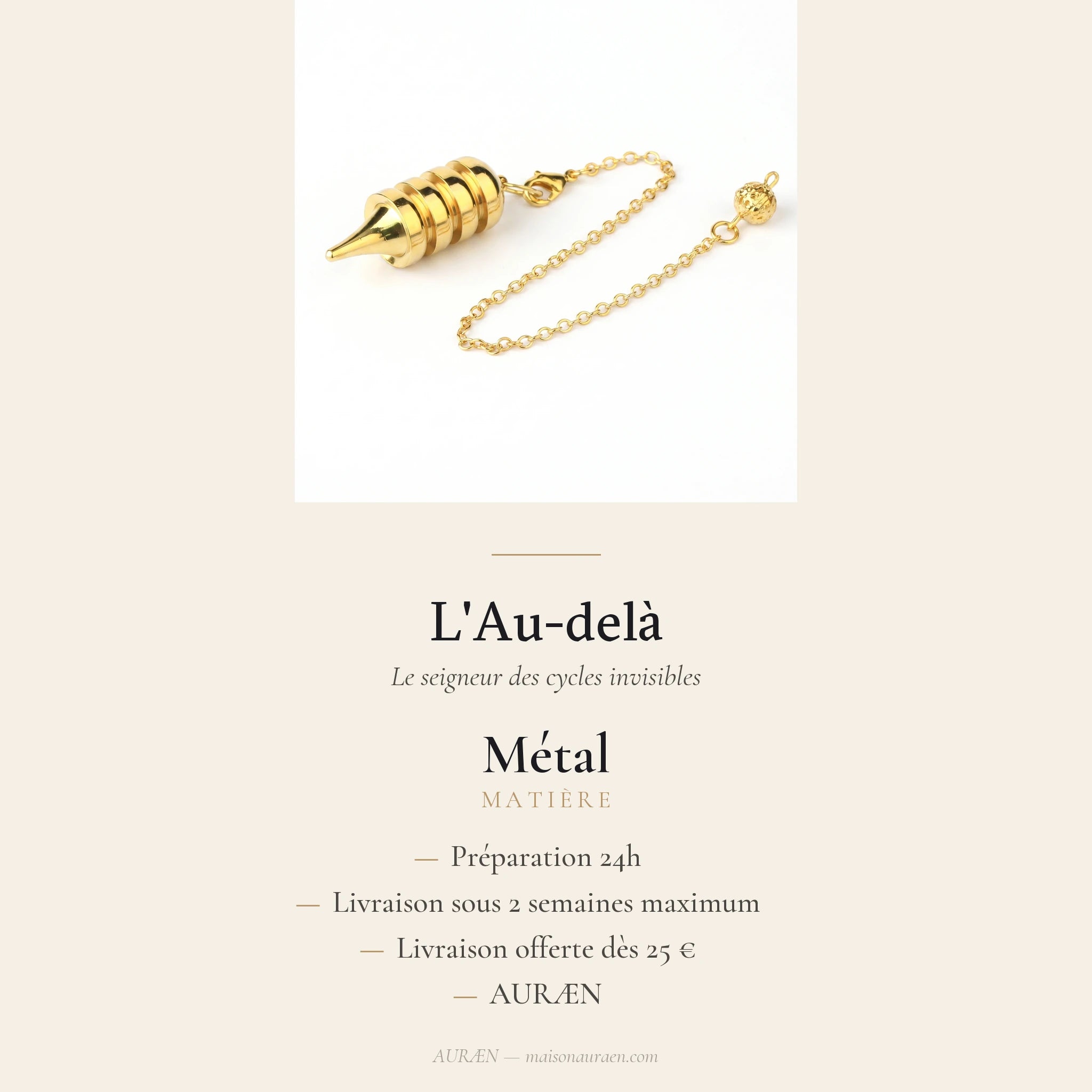 L'Au-delà — Pendule égyptien Osiris — fiche d'information · AURÆN Objets Sacrés