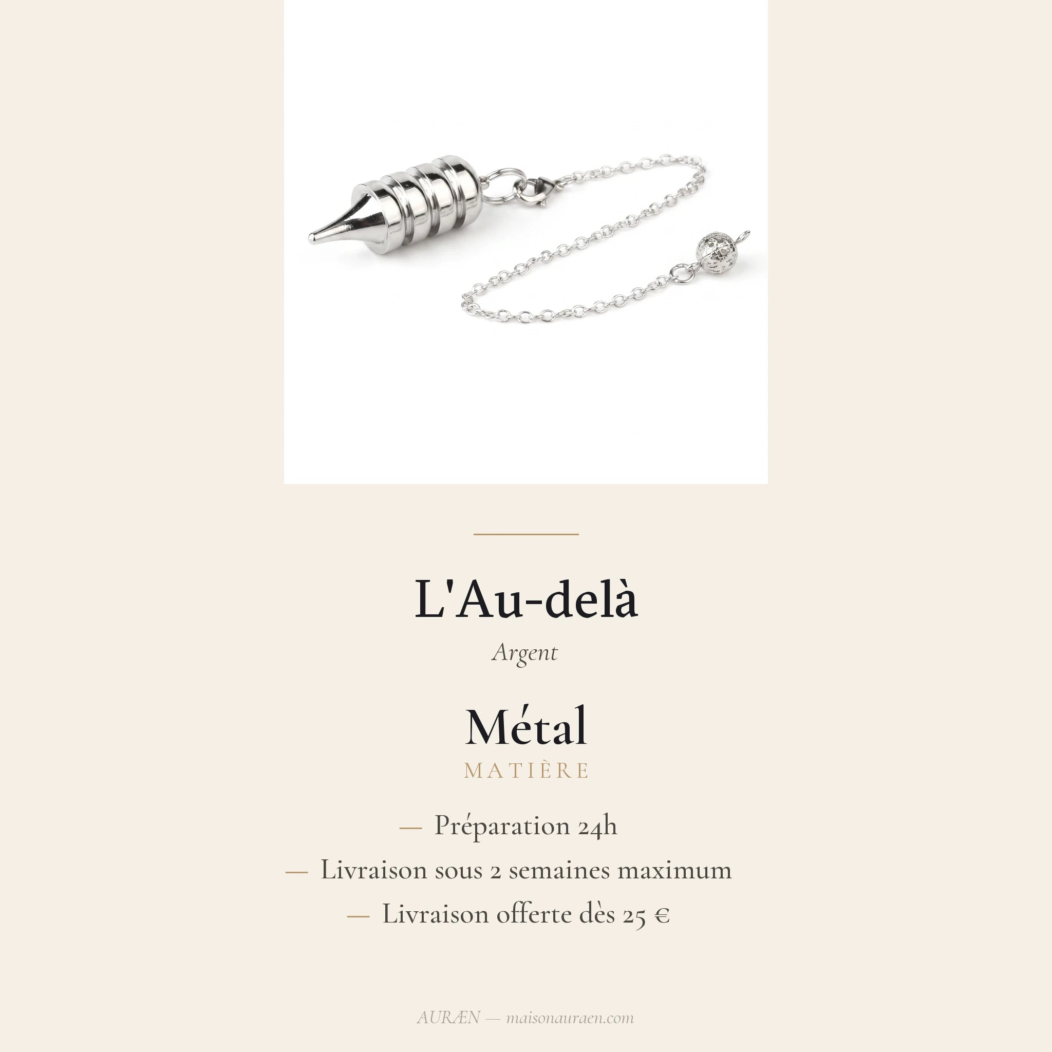 L'Au-delà — Pendule égyptien Osiris — fiche d'information · AURÆN Objets Sacrés