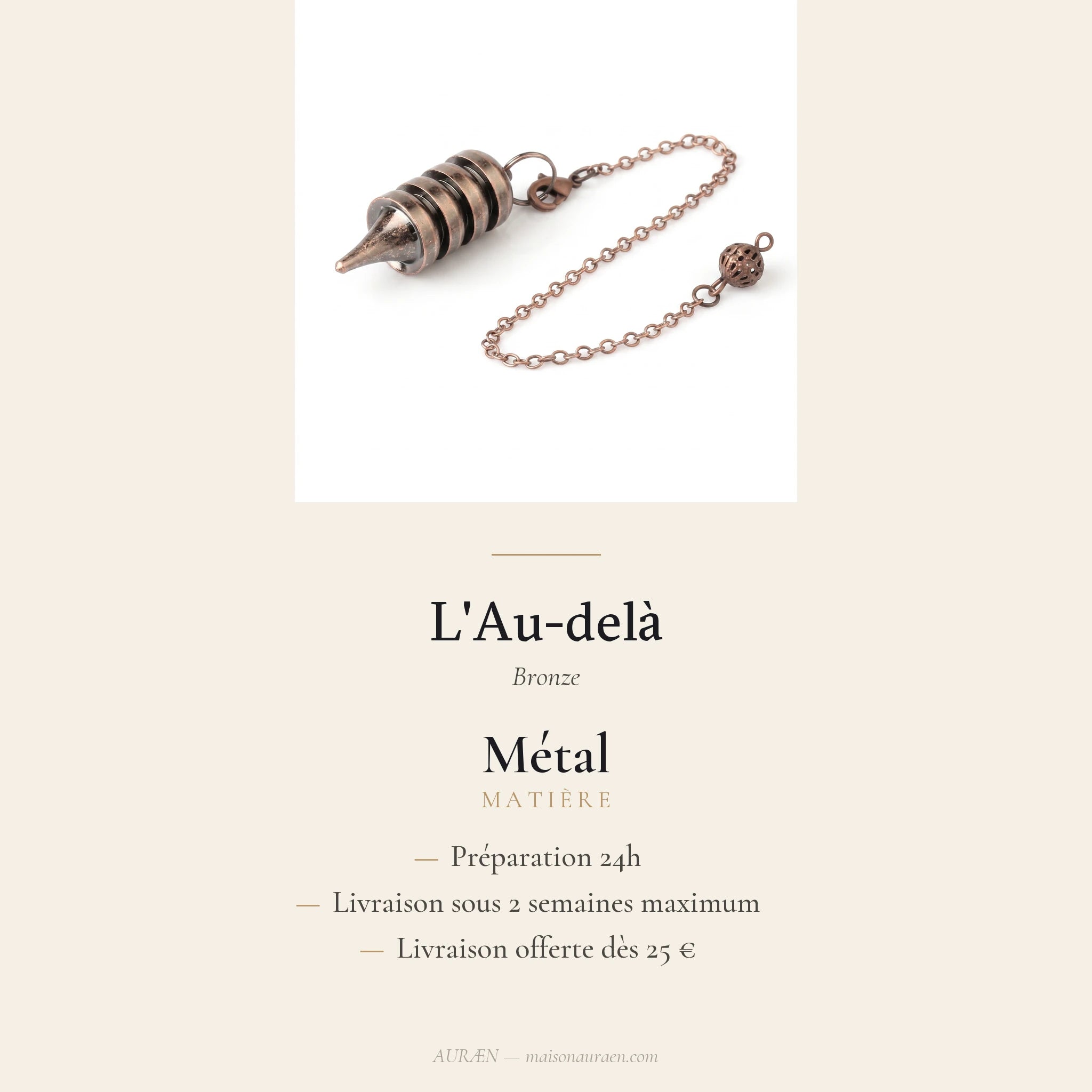 L'Au-delà — Pendule égyptien Osiris — fiche d'information · AURÆN Objets Sacrés