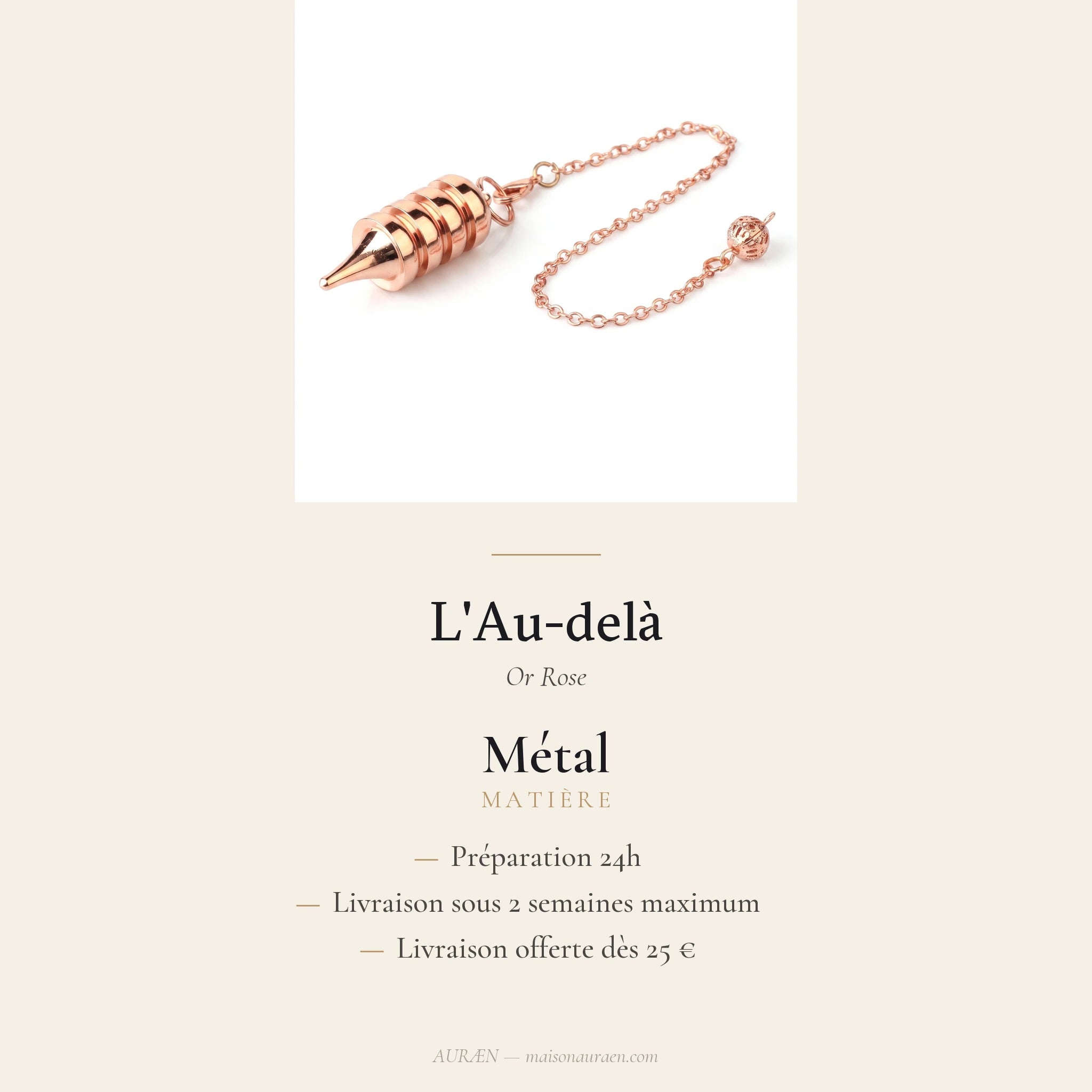 L'Au-delà — Pendule égyptien Osiris — fiche d'information · AURÆN Objets Sacrés