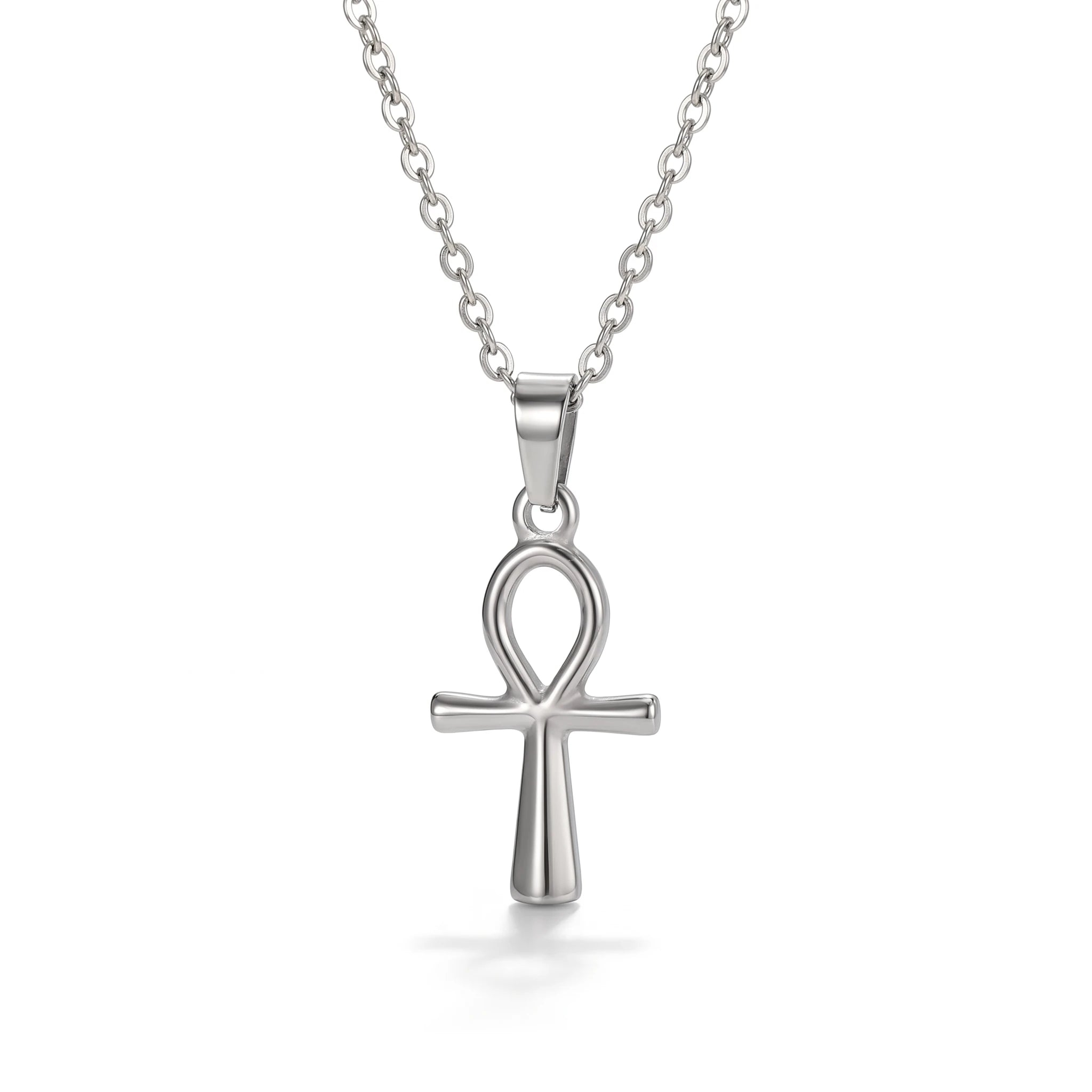 La Croix de Vie — Pendentif Ankh égyptien acier inoxydable (2 finitions) — packshot fond blanc · AURÆN Objets Sacrés