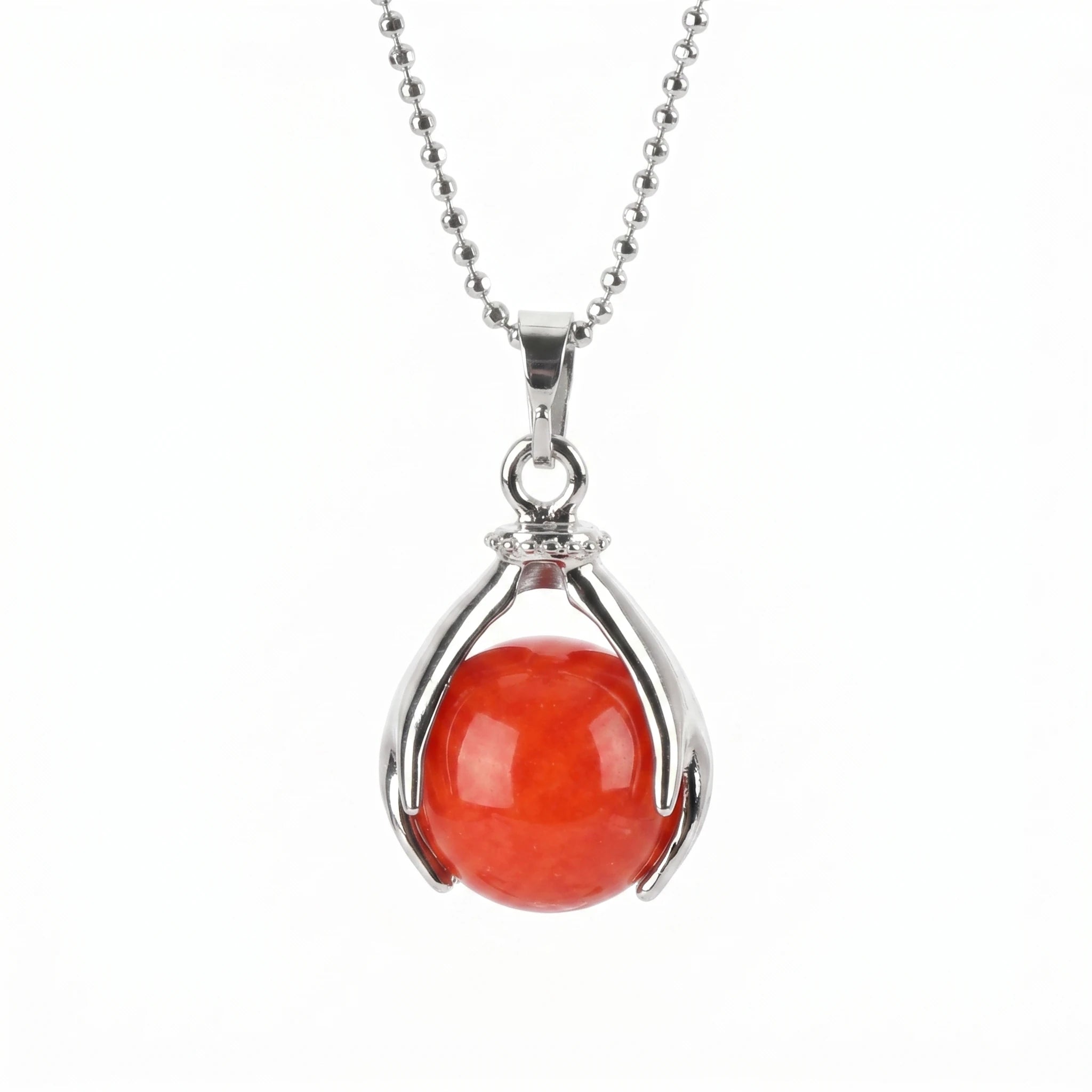 Le Jade Orange — Collier pendentif pierre solaire — packshot fond blanc · AURÆN Pierres d'Âme