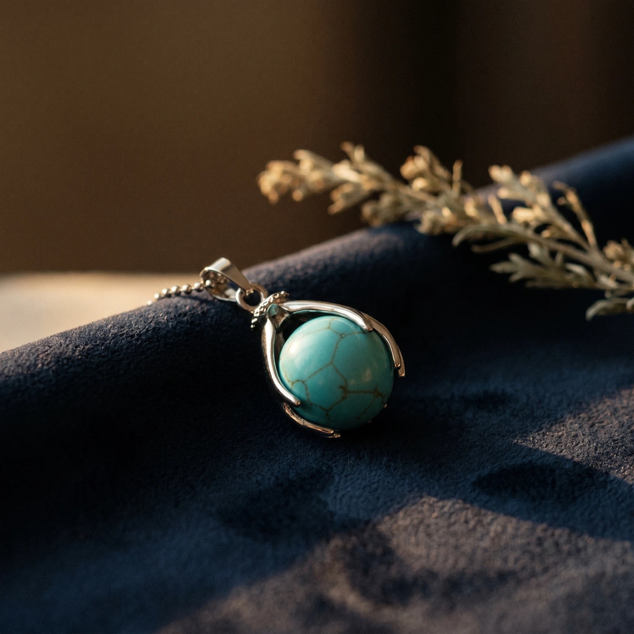 La Turquoise — Collier pendentif pierre du voyage — vue principale · AURÆN Pierres d'Âme