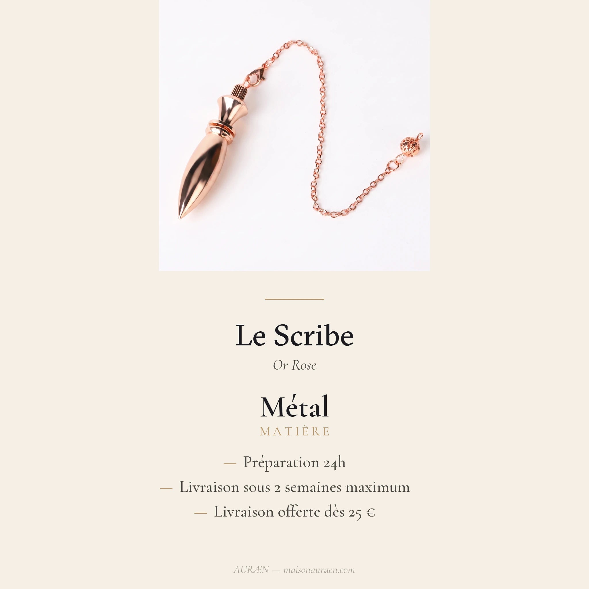 Le Scribe — Pendule égyptien Thot — fiche d'information · AURÆN Objets Sacrés