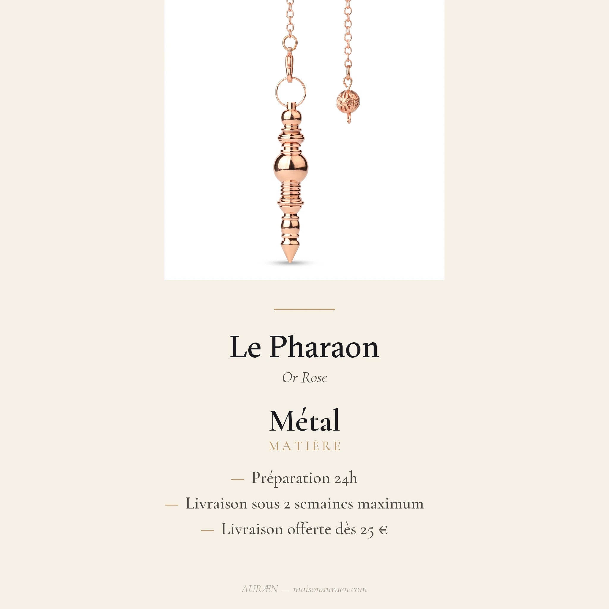 Le Pharaon — Pendule égyptien classique — fiche d'information · AURÆN Objets Sacrés