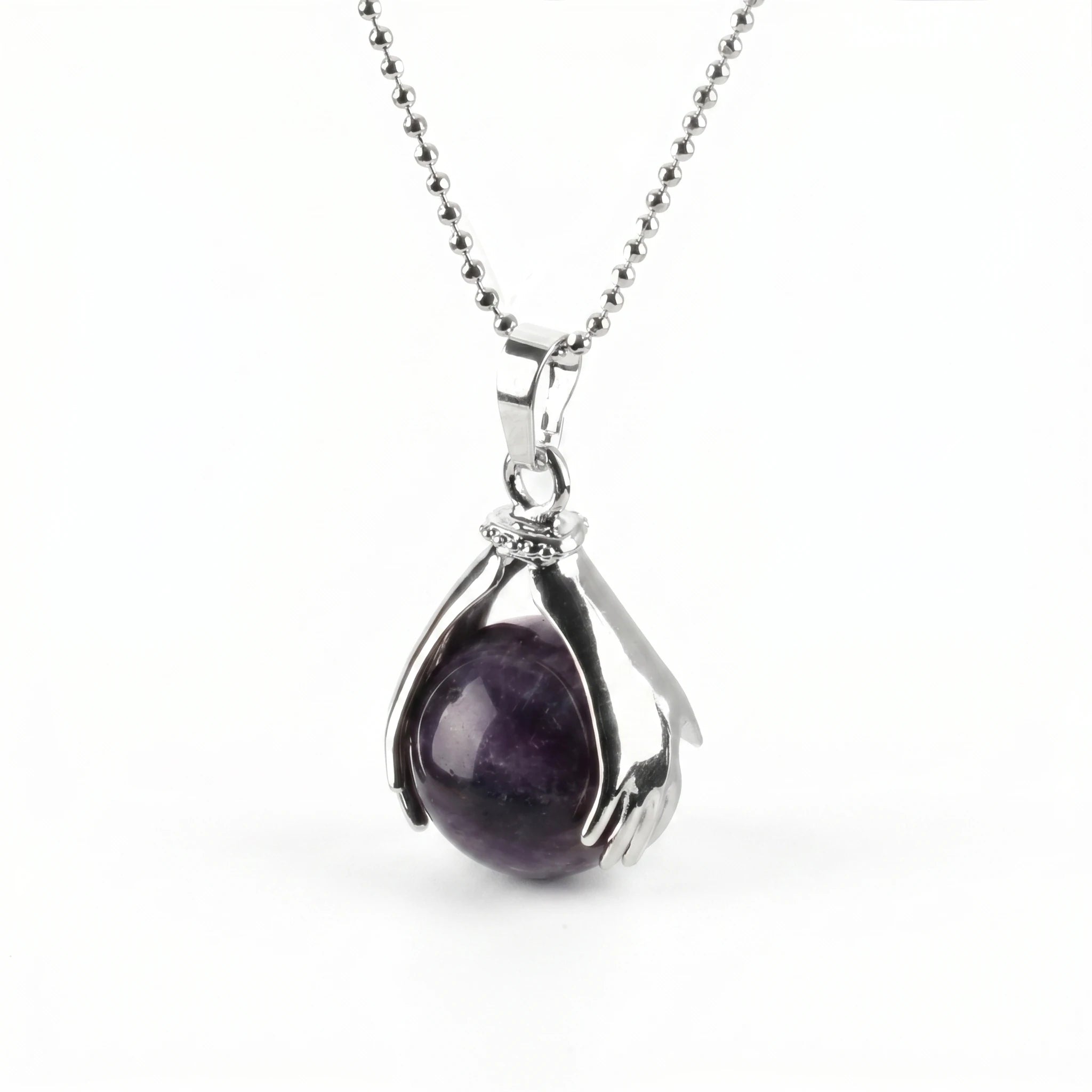 L'Améthyste Polie — Collier améthyste taillée — packshot fond blanc · AURÆN Pierres d'Âme