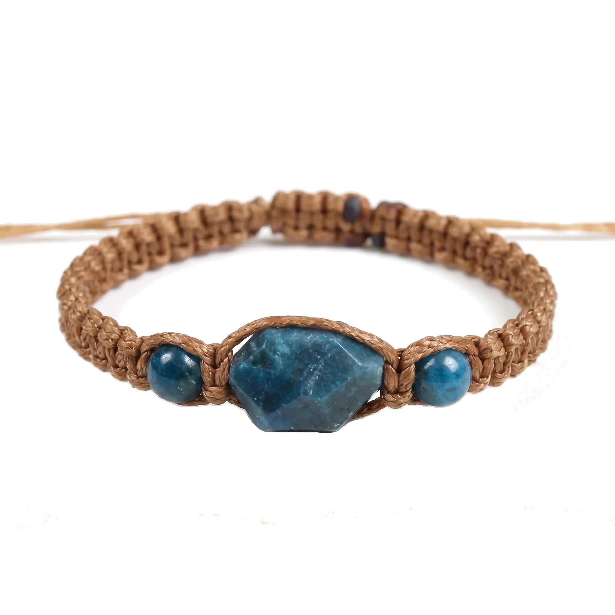 L'Apatite Pure — Bracelet variante turquoise — packshot fond blanc · AURÆN Pierres d'Âme