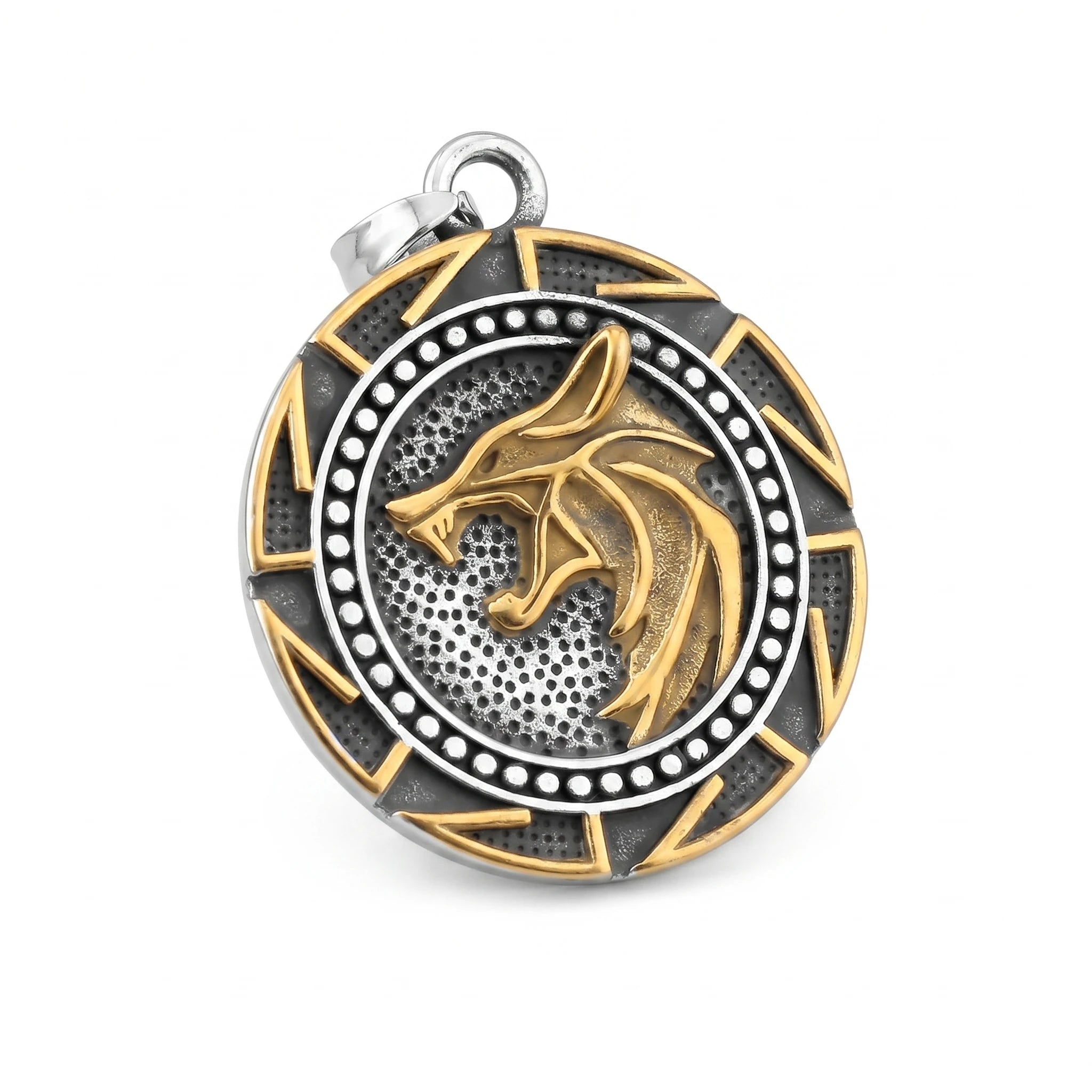 L'Odin — Collier pendentif loup viking runes nordiques (4 finitions) — packshot variante fond blanc · AURÆN Objets Sacrés