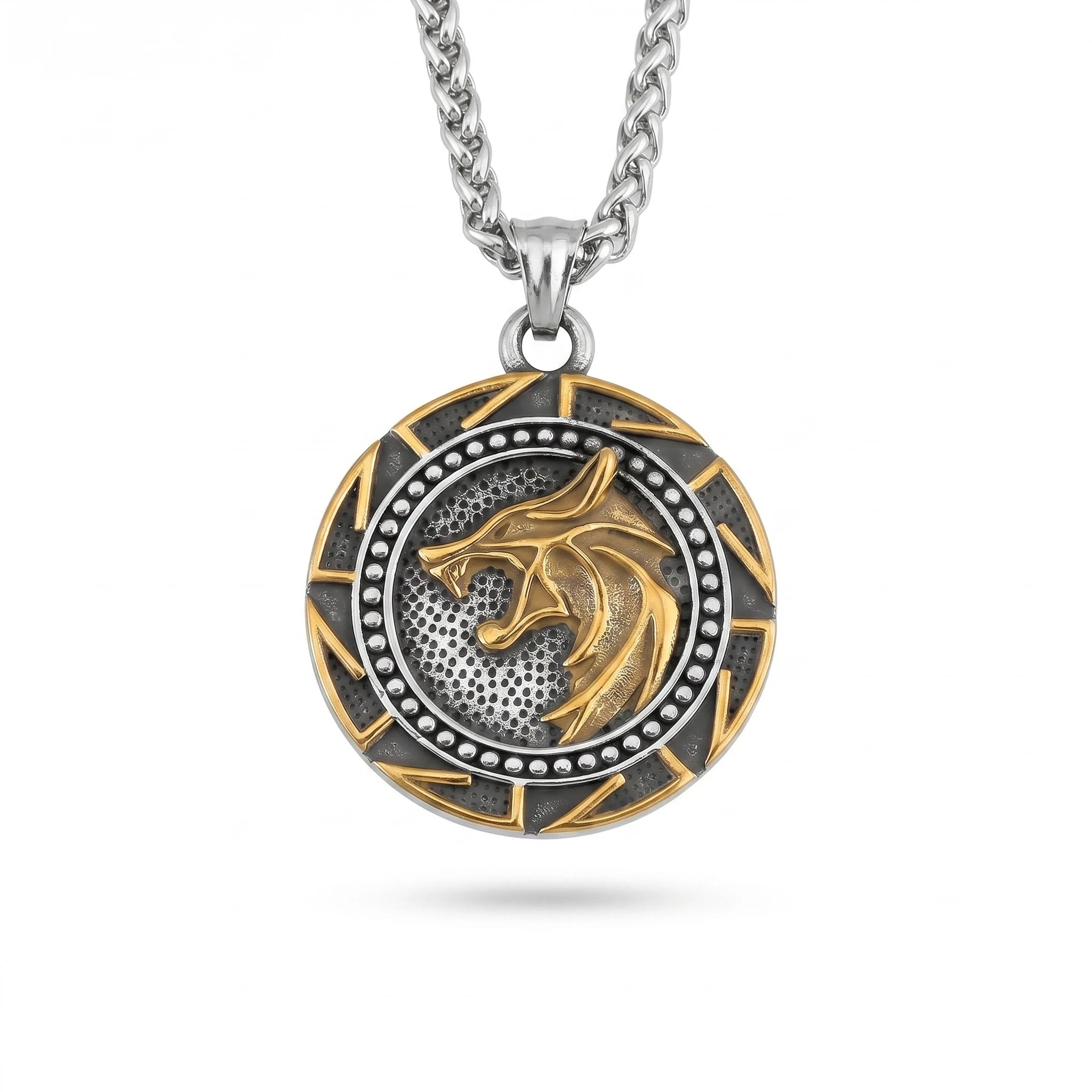 L'Odin — Collier pendentif loup viking runes nordiques (4 finitions) — packshot variante fond blanc · AURÆN Objets Sacrés
