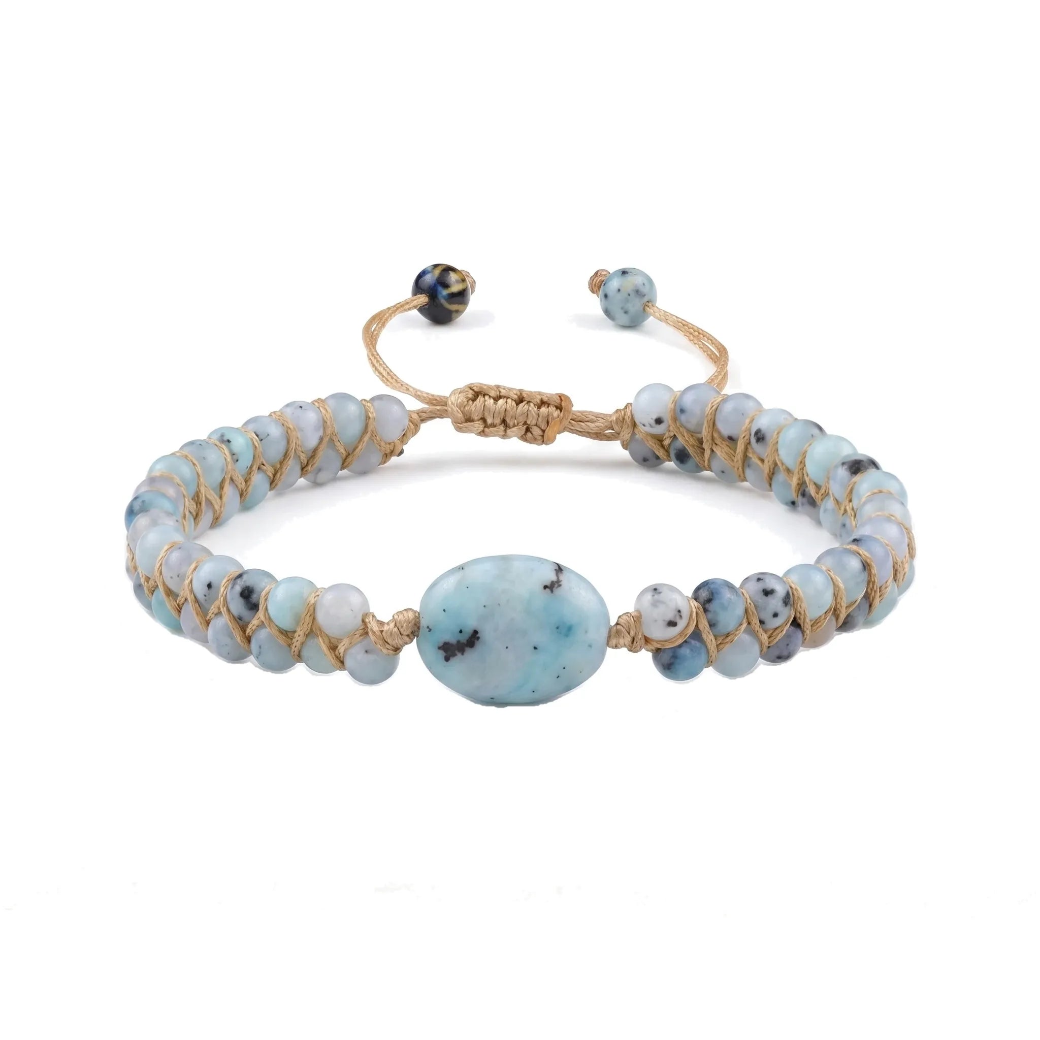 Le Jaspe Bleu — Bracelet pierre du ciel paisible — packshot fond blanc · AURÆN Pierres d'Âme