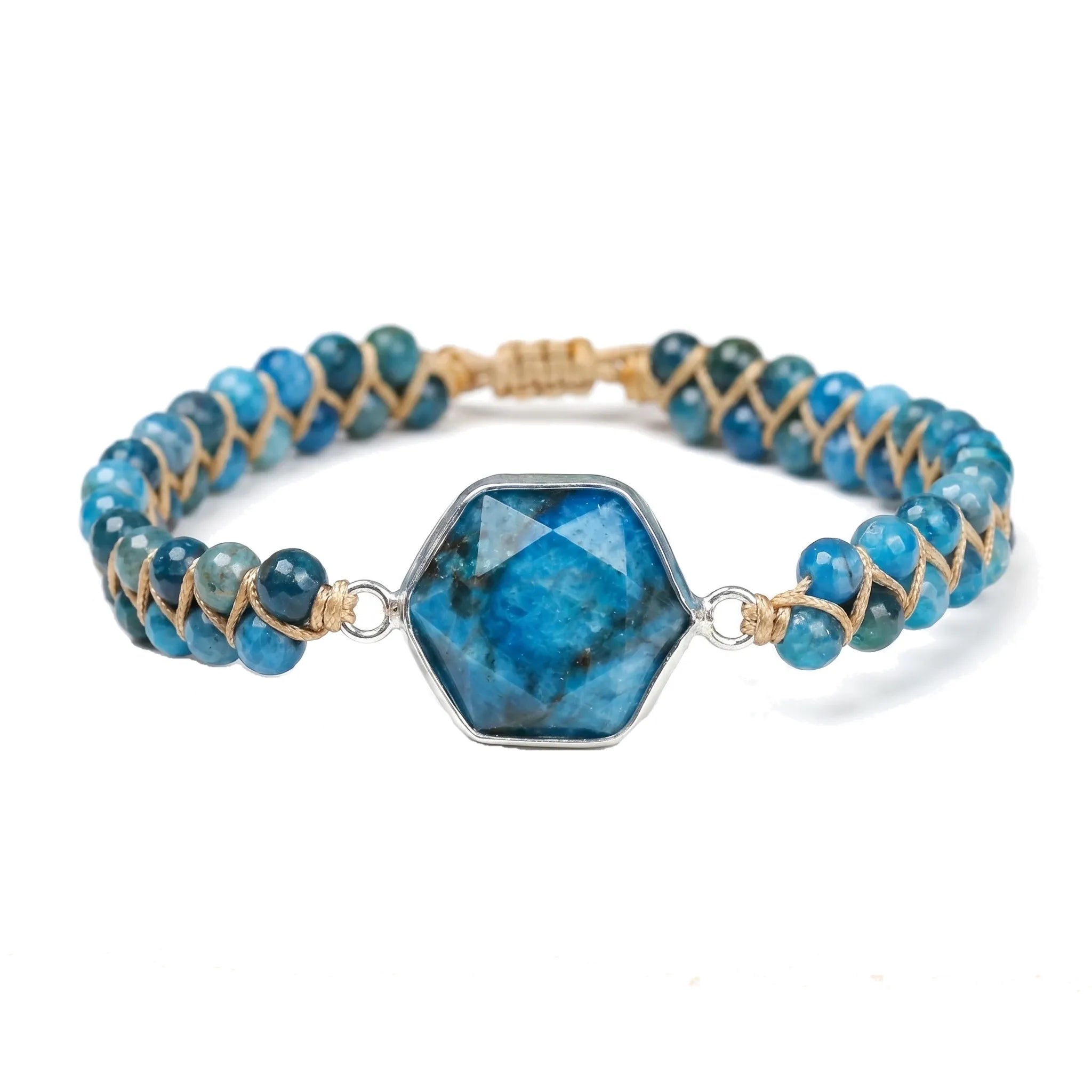L'Apatite — Bracelet pierre bleu turquoise — packshot fond blanc · AURÆN Pierres d'Âme