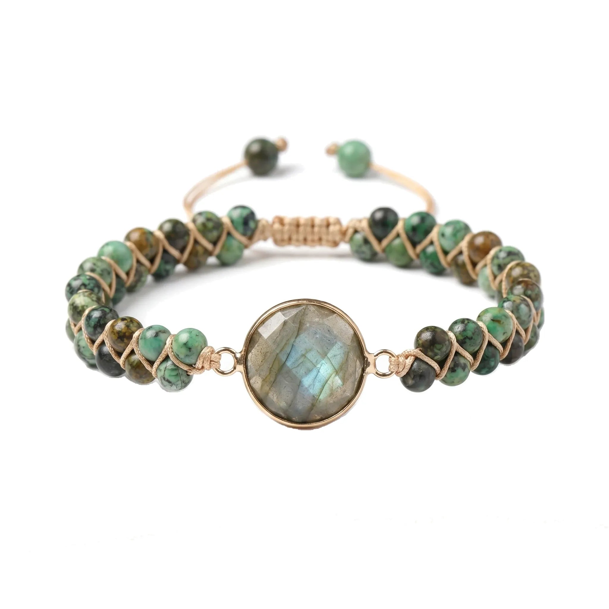 La Labradorite — Bracelet aux reflets bleutés — packshot fond blanc · AURÆN Pierres d'Âme