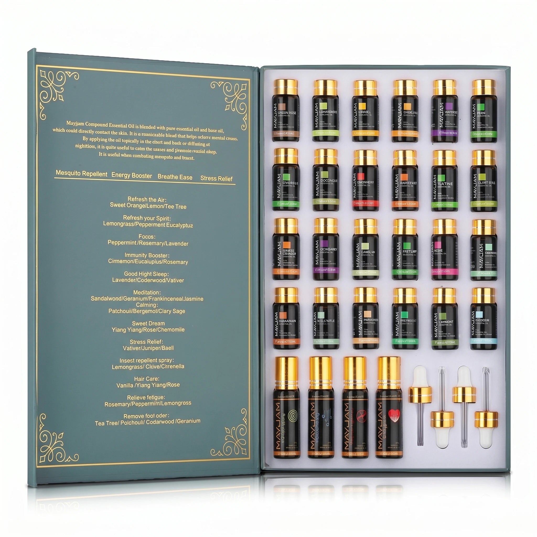 Le Coffret des Essences — 6 huiles essentielles — packshot fond blanc · AURÆN Rituels d'Or