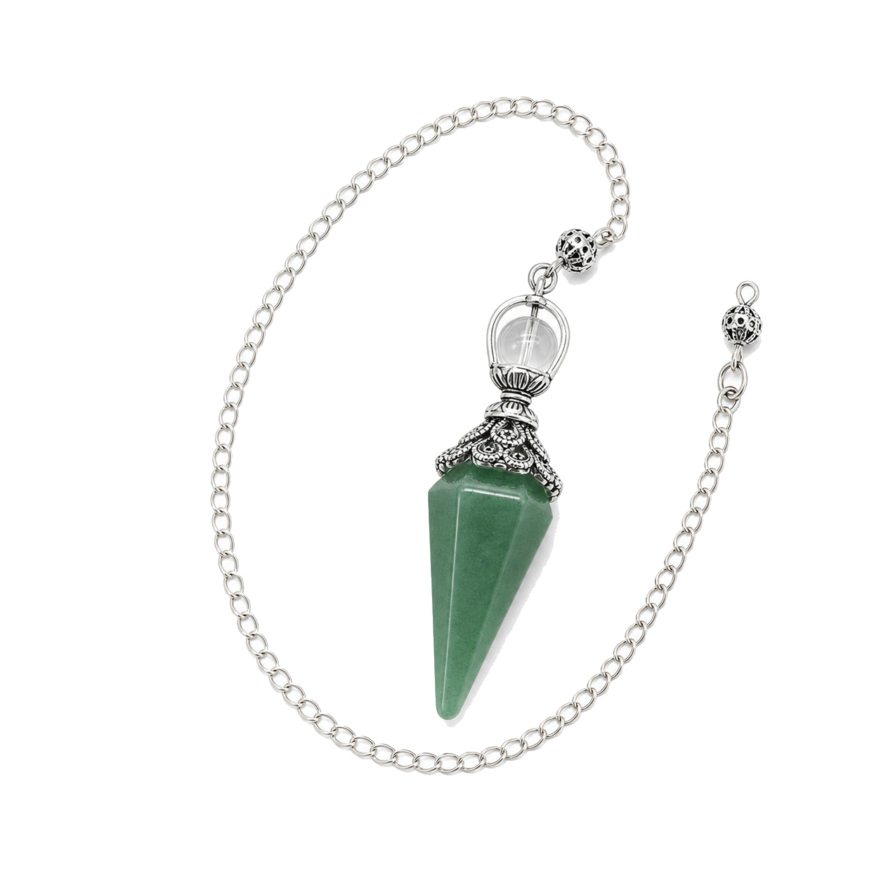 Le Pendule d'Aventurine Verte — pendule de radiesthésie en aventurine verte naturelle — packshot fond blanc · AURÆN Objets Sacrés