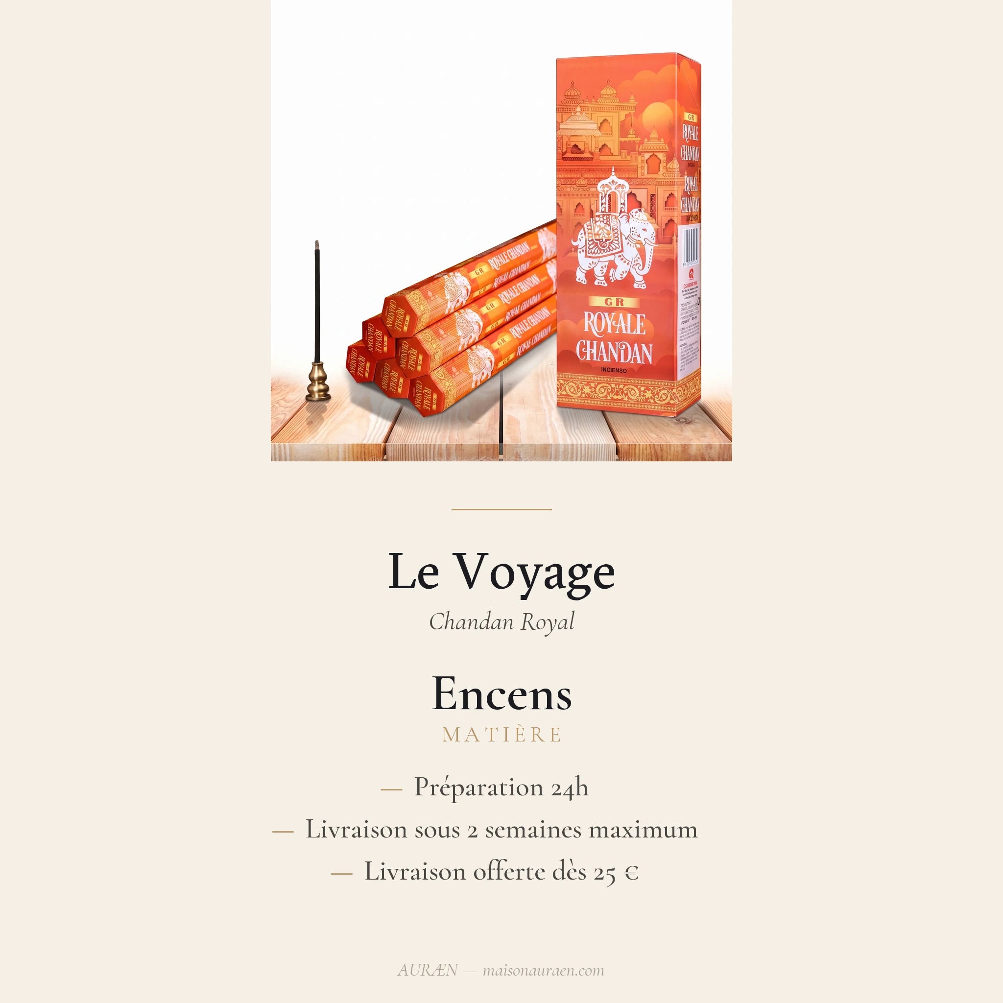 Le Voyage — Encens traditionnels indiens — fiche d'information · AURÆN Rituels d'Or