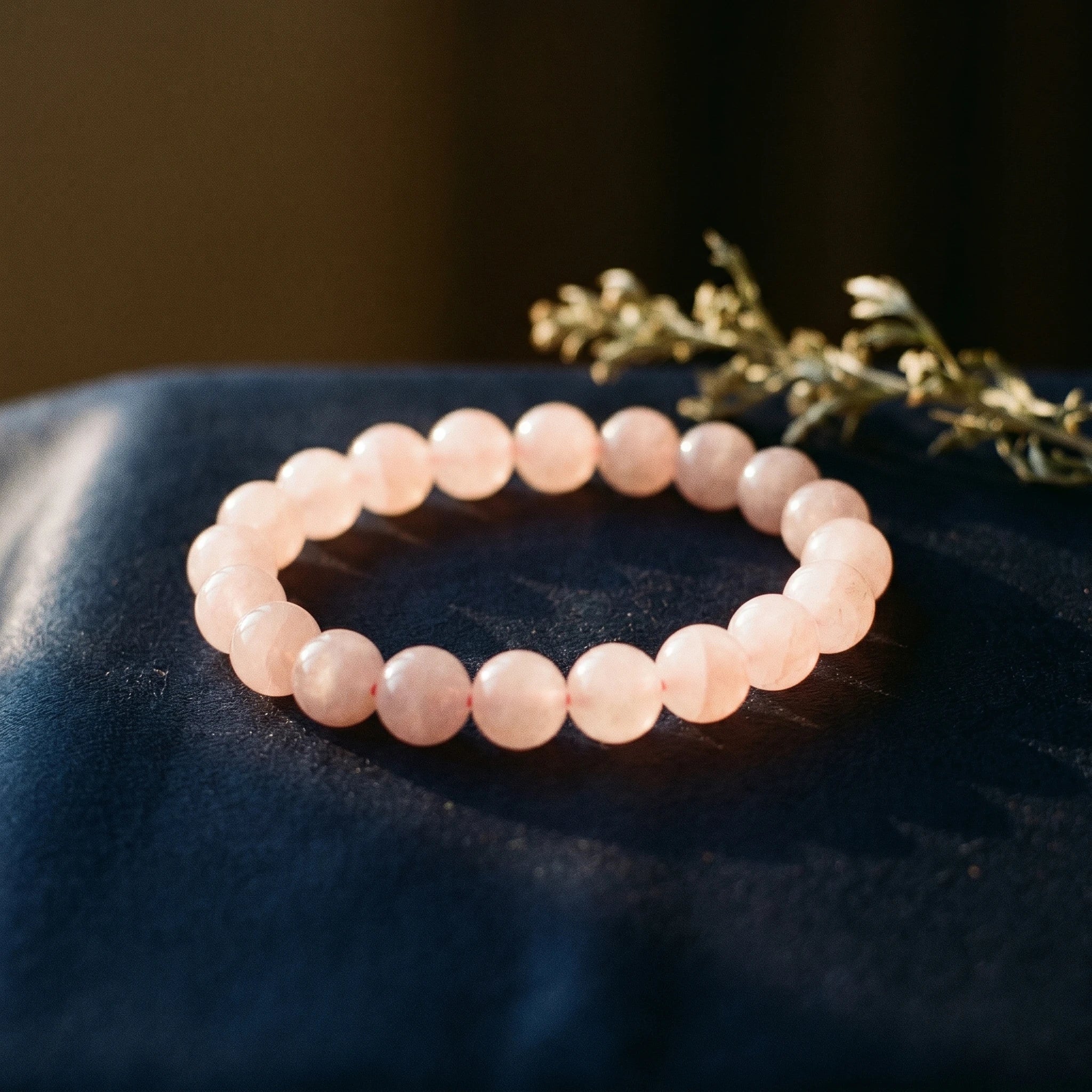 Le Cœur — Bracelet de quartz rose 8mm — vue principale · AURÆN Pierres d'Âme