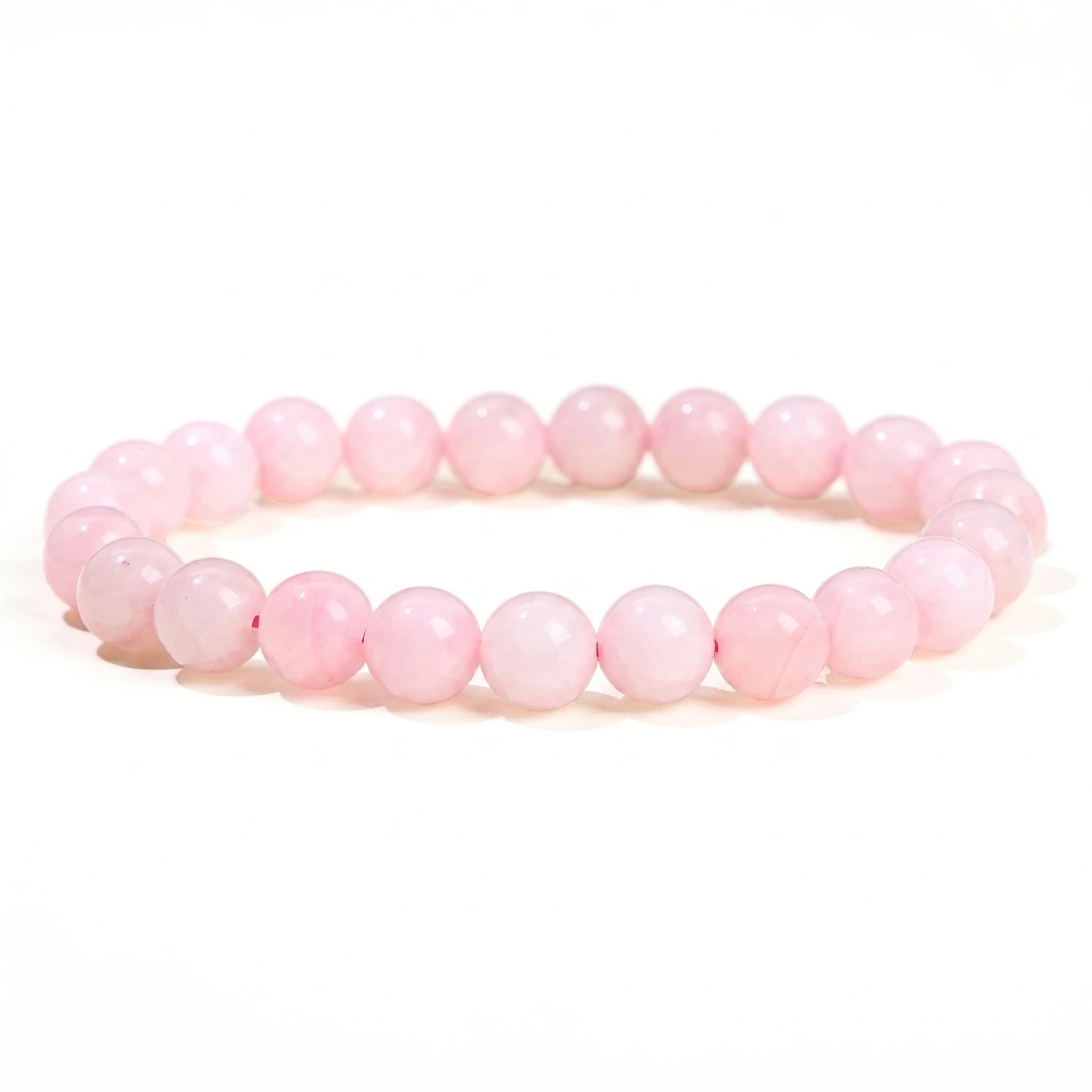 Le Cœur — Bracelet de quartz rose 8mm — packshot fond blanc · AURÆN Pierres d'Âme