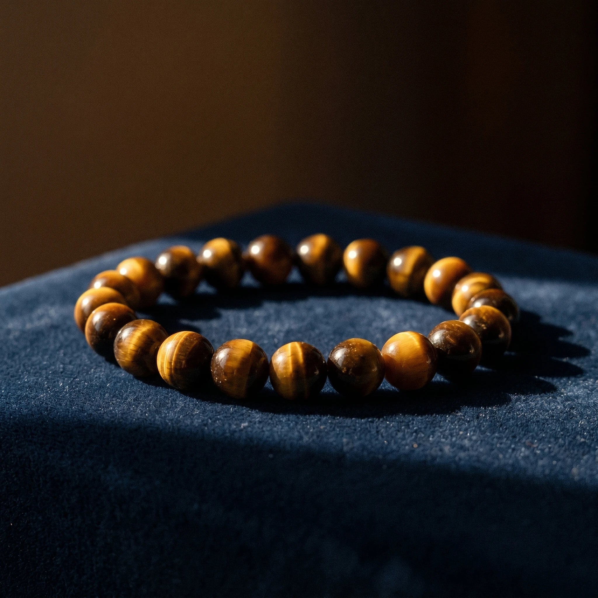 Le Cap — Bracelet d'œil de tigre 8mm — détail matière · AURÆN Pierres d'Âme