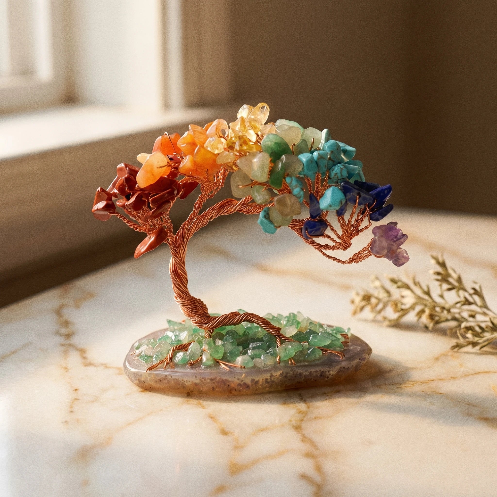 L'Arbre de Lumière — Arbre de cristal multicolore (énergie &amp; abondance) — vue principale · AURÆN Pierres d'Âme