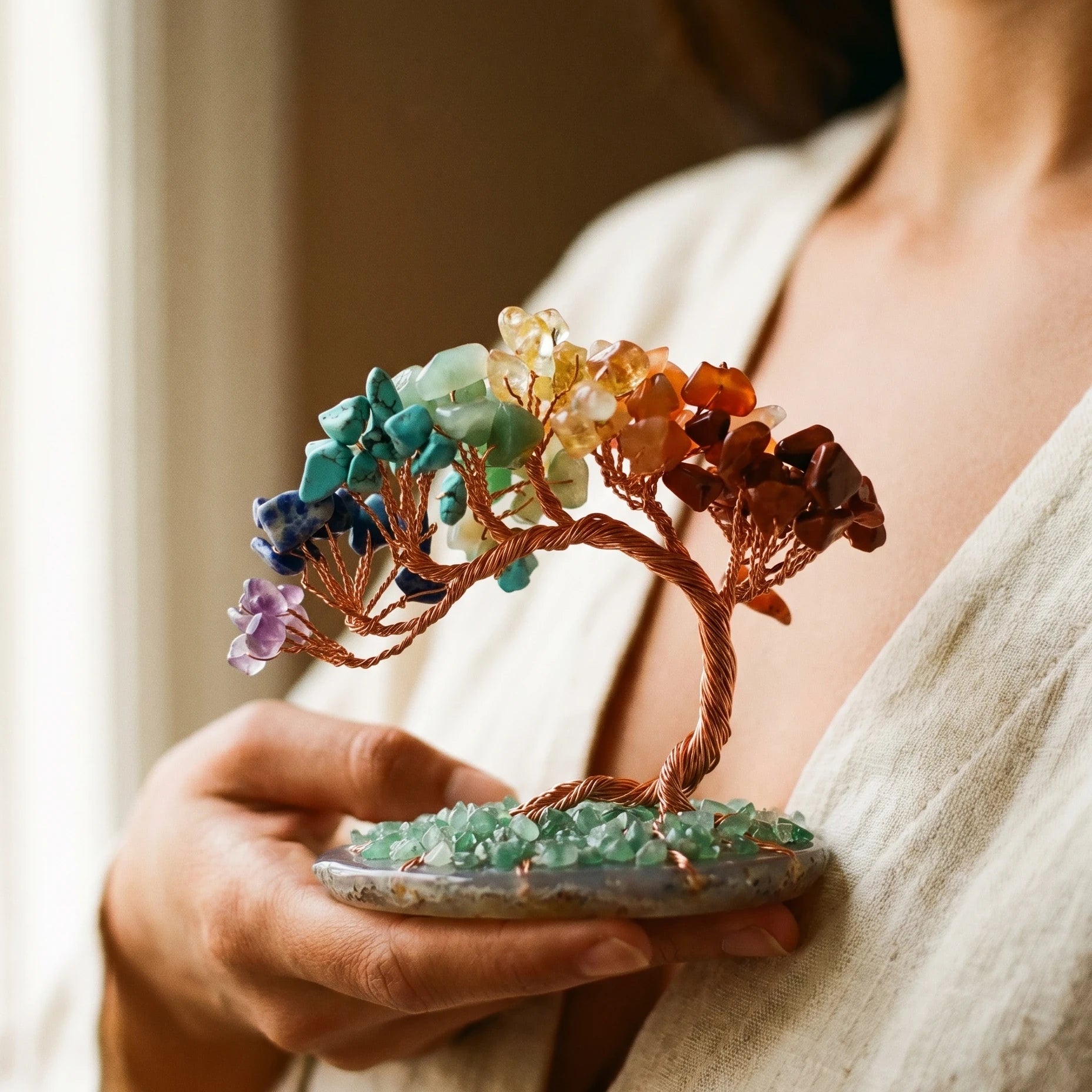 L'Arbre de Lumière — Arbre de cristal multicolore (énergie &amp; abondance) — porté · AURÆN Pierres d'Âme