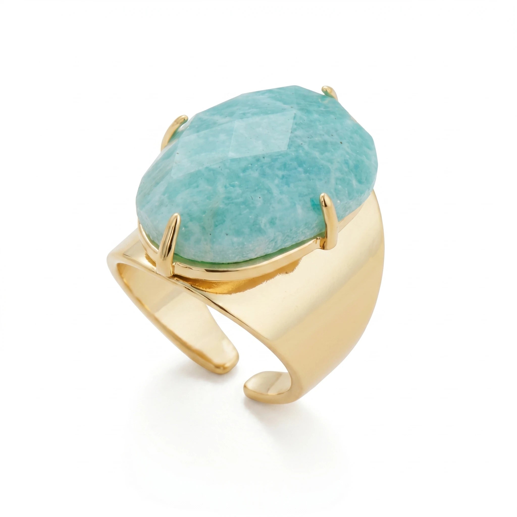 L'Amazonite au Doigt — Bague pierre verte — packshot fond blanc · AURÆN Pierres d'Âme