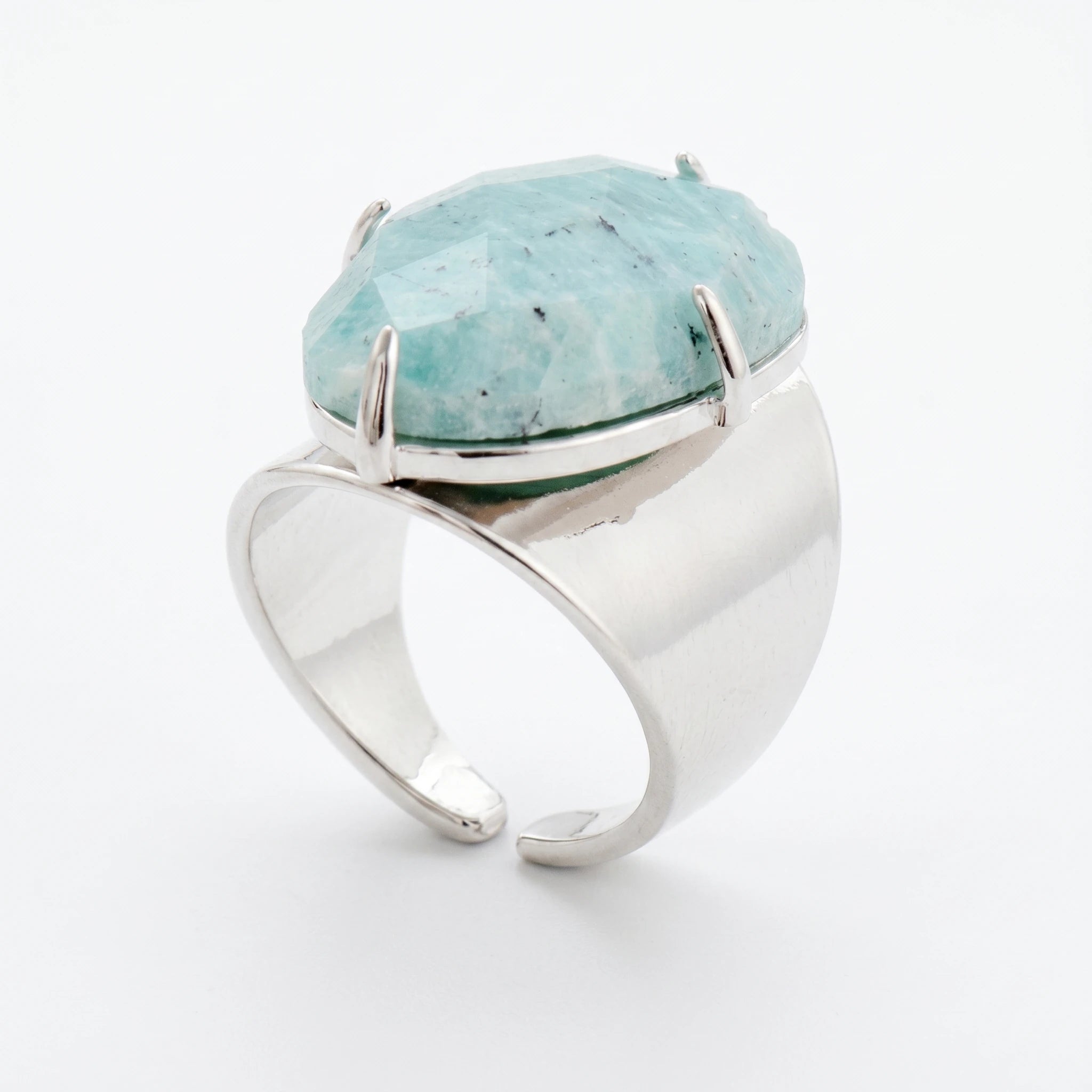 L'Amazonite au Doigt — Bague pierre verte — packshot variante fond blanc · AURÆN Pierres d'Âme