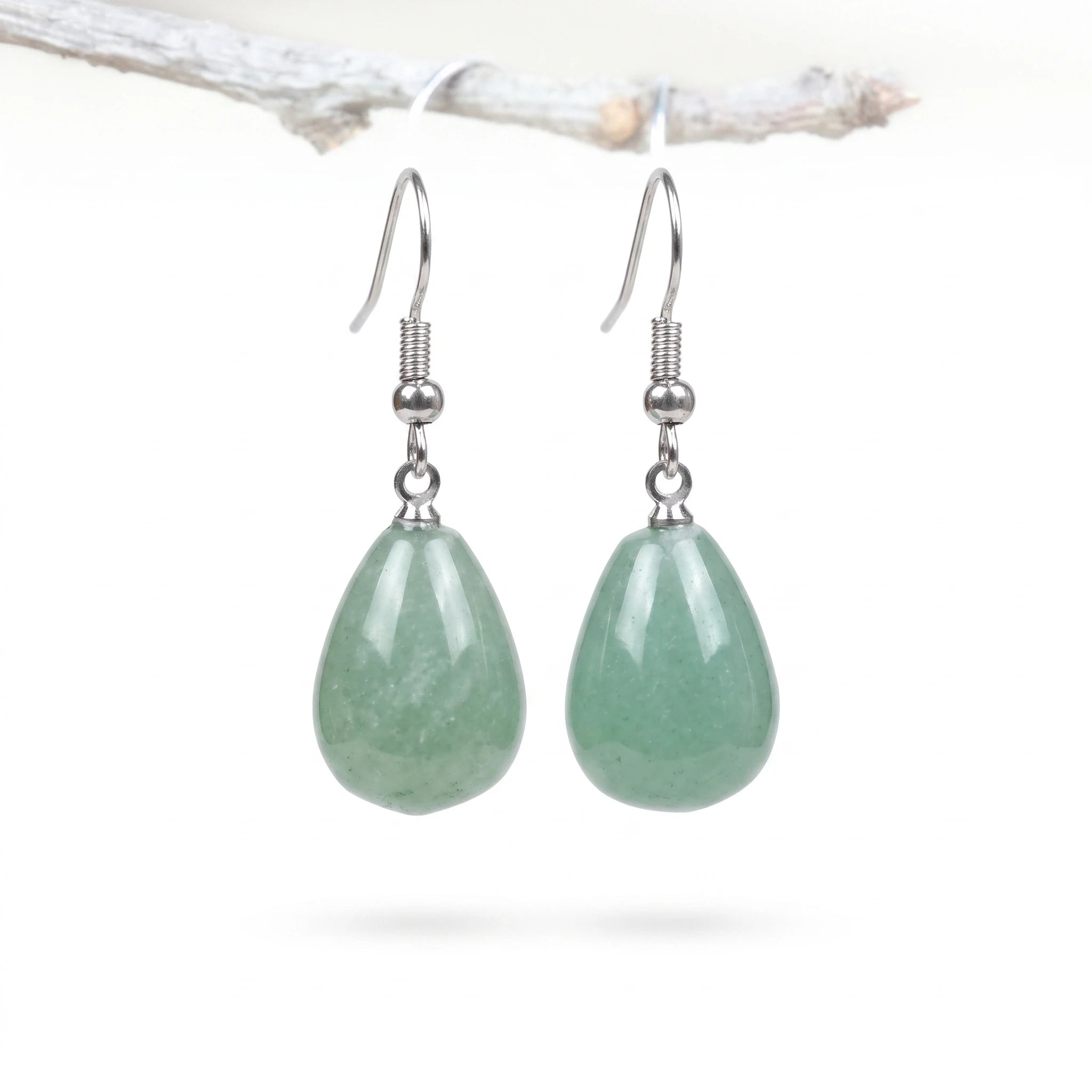 La Goutte Minérale — Boucles d'oreilles goutte en pierres — packshot variante fond blanc · AURÆN Pierres d'Âme