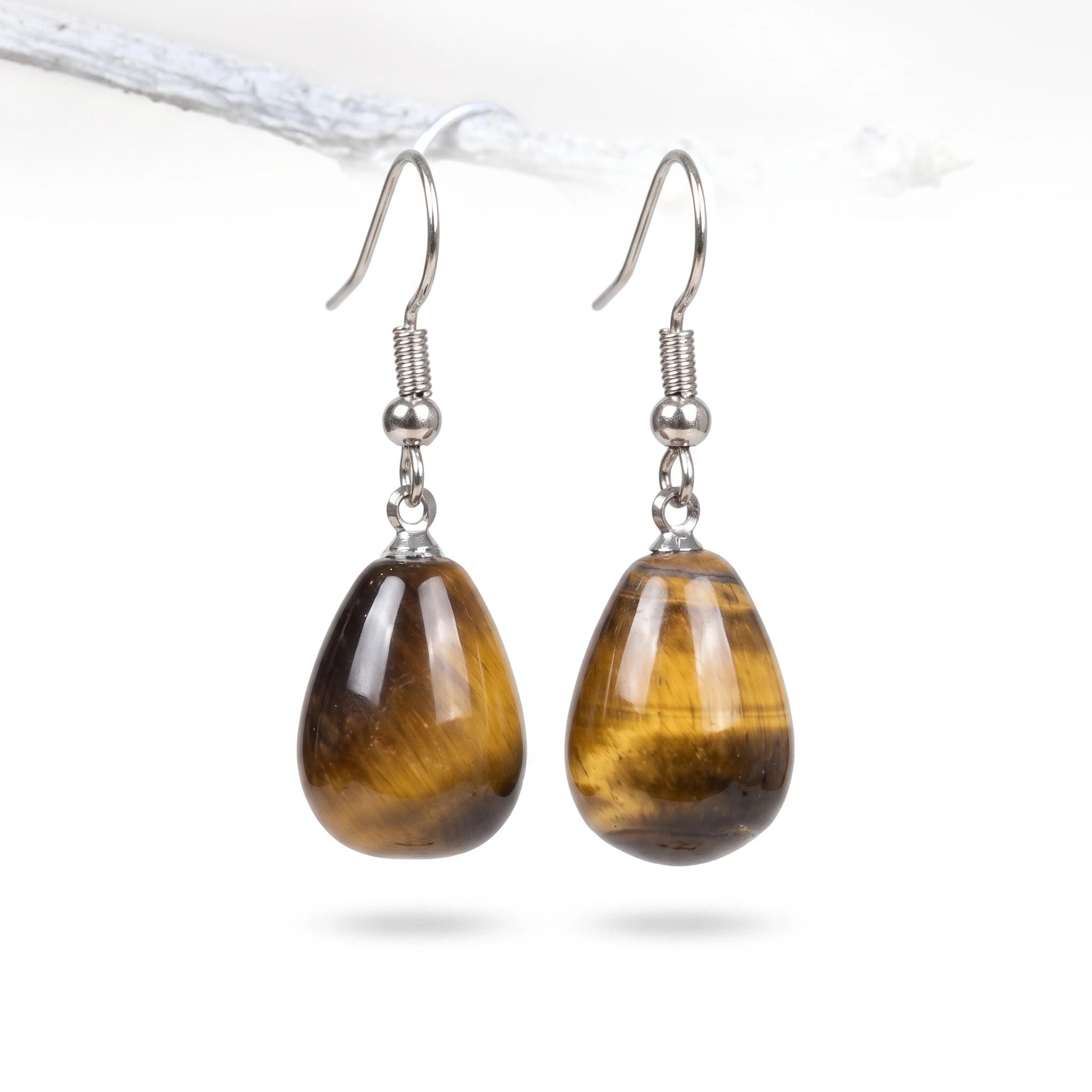La Goutte Minérale — Boucles d'oreilles goutte en pierres — packshot variante fond blanc · AURÆN Pierres d'Âme