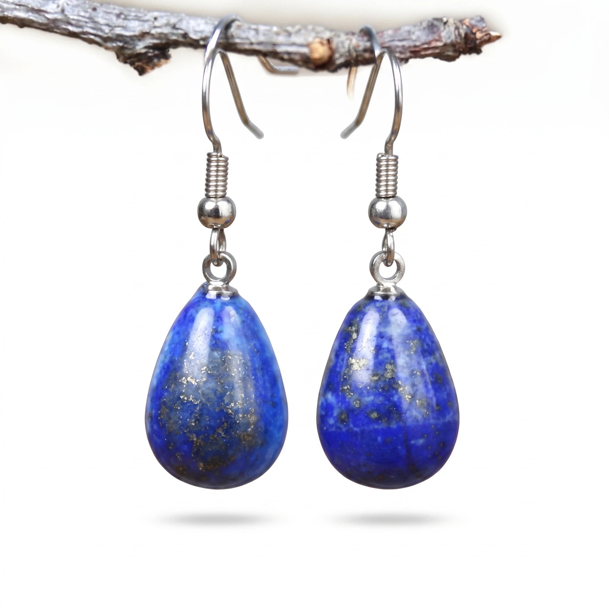 La Goutte Minérale — Boucles d'oreilles goutte en pierres — packshot variante fond blanc · AURÆN Pierres d'Âme