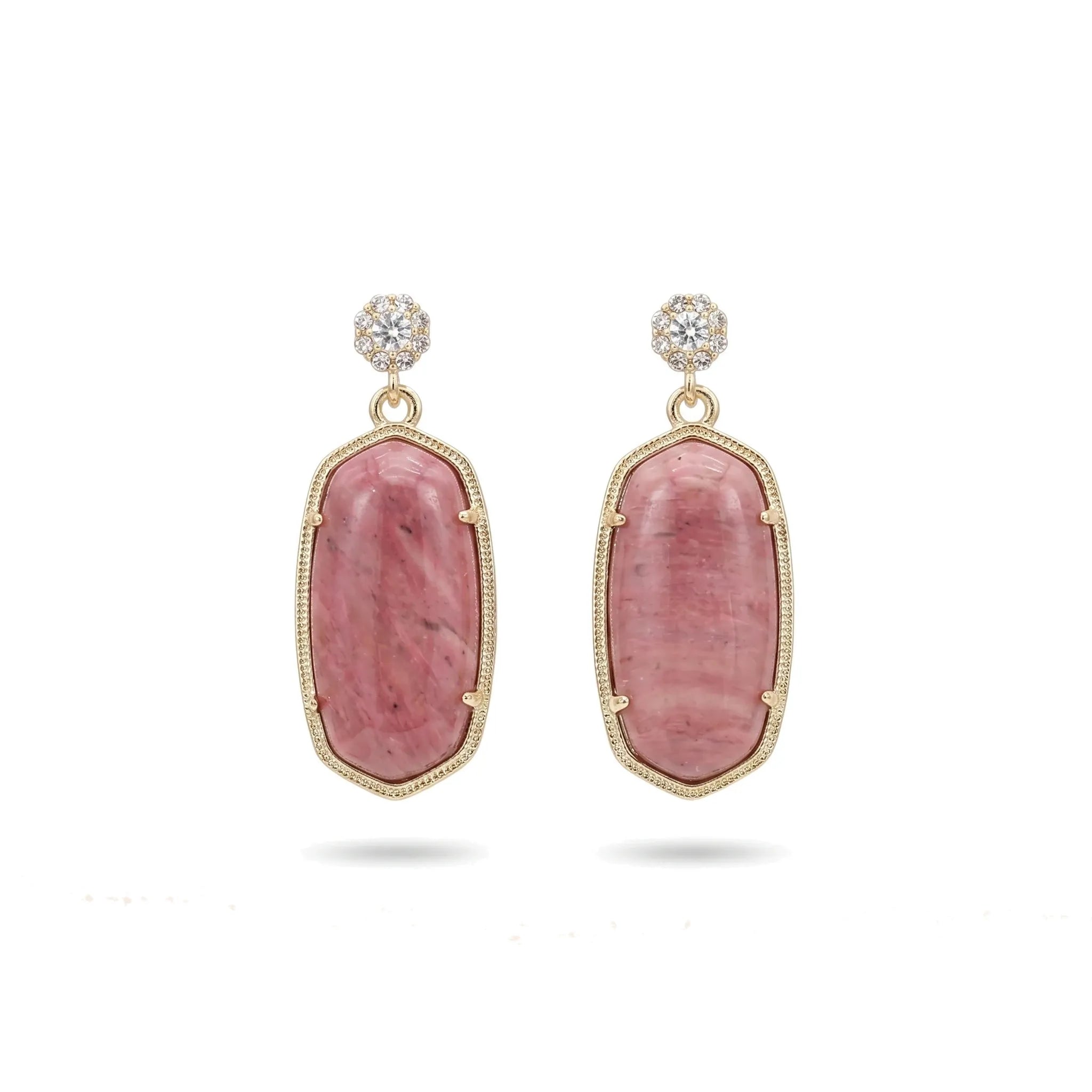 La Rhodonite à l'Oreille — Boucles d'oreilles rhodonite — packshot fond blanc · AURÆN Pierres d'Âme