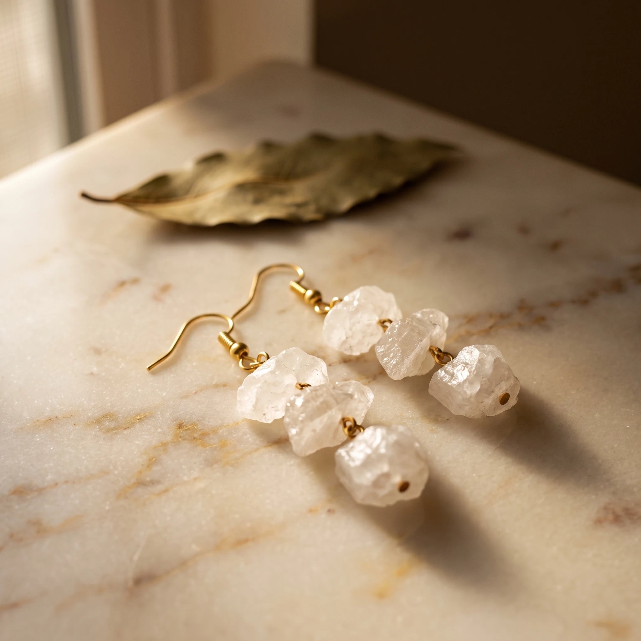 L'Échelle — Boucles d'oreilles à 3 étages en pierres — vue principale · AURÆN Pierres d'Âme