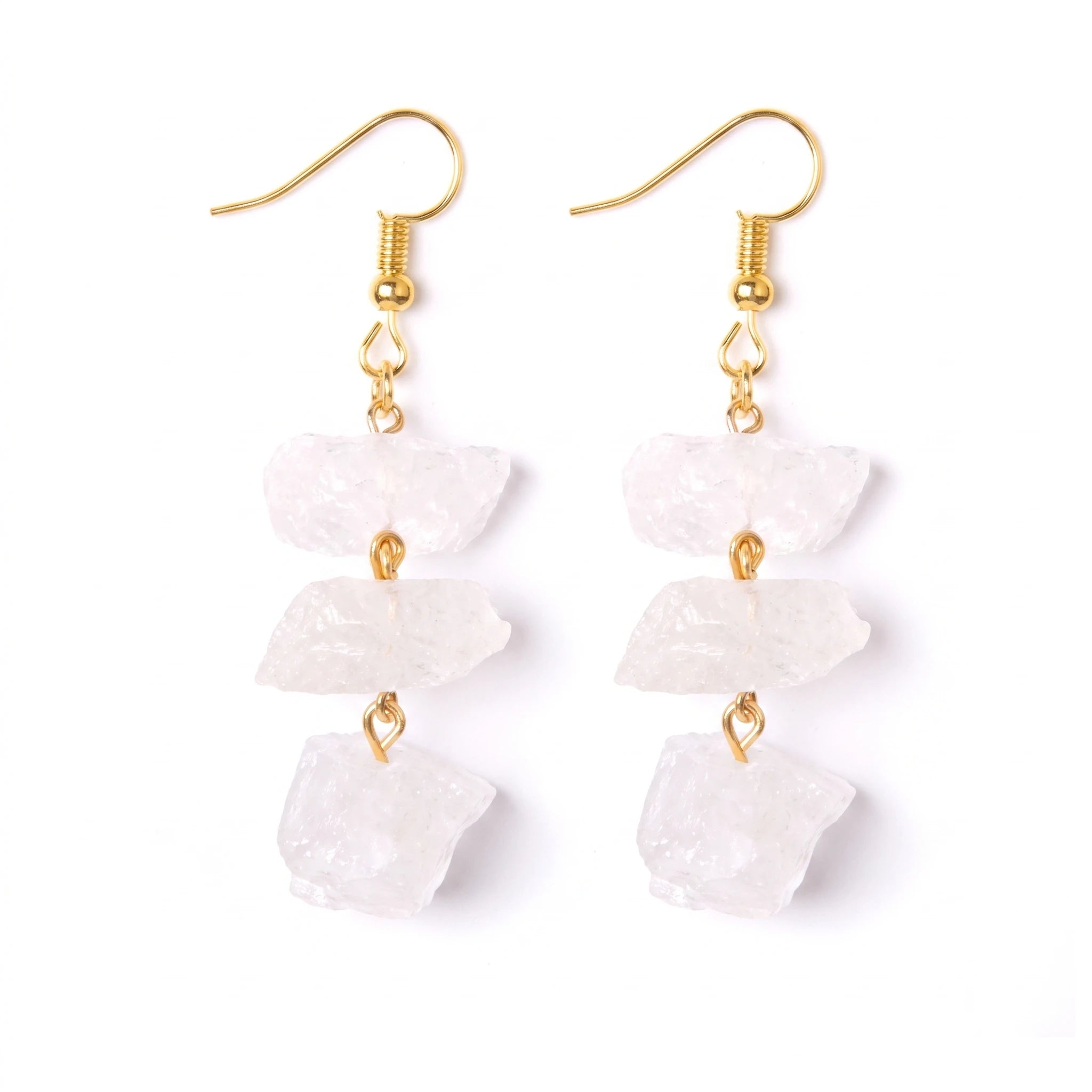 L'Échelle — Boucles d'oreilles à 3 étages en pierres — packshot fond blanc · AURÆN Pierres d'Âme