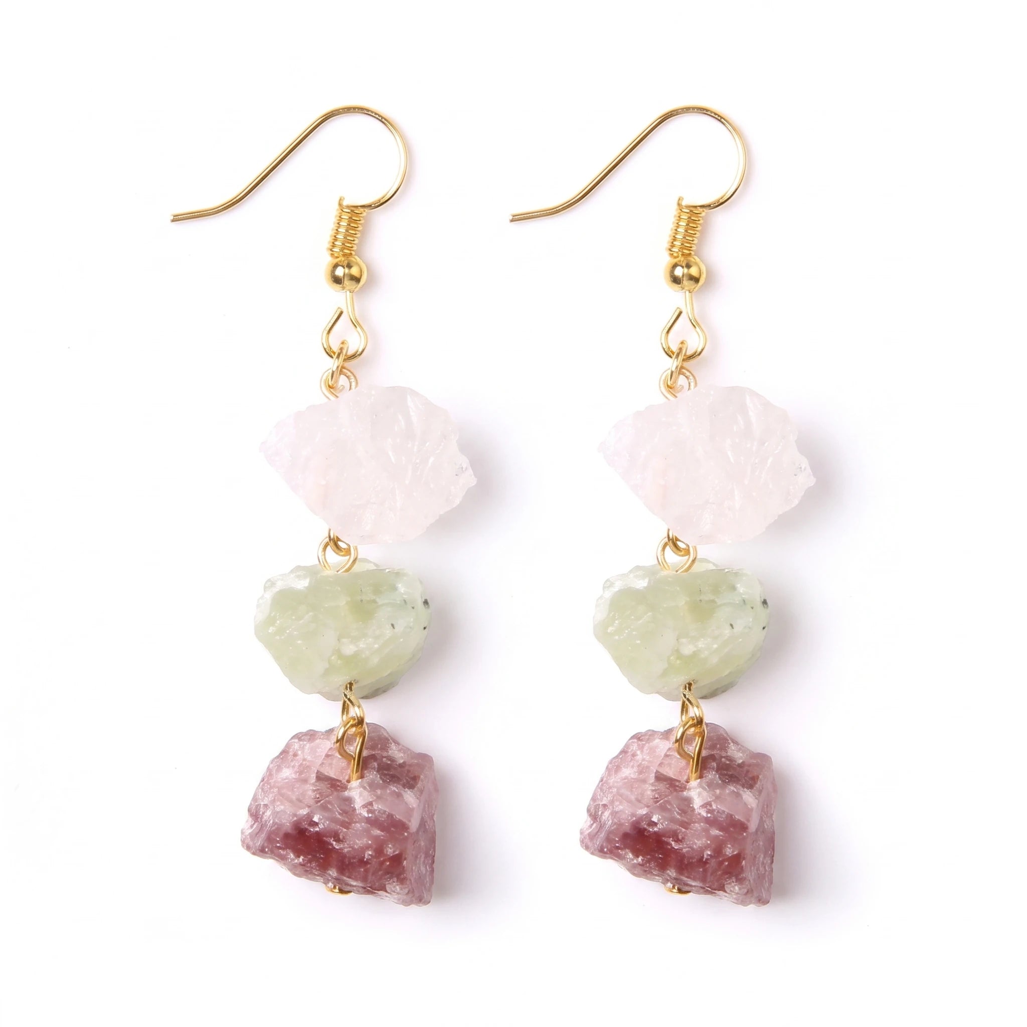 L'Échelle — Boucles d'oreilles à 3 étages en pierres — packshot variante fond blanc · AURÆN Pierres d'Âme